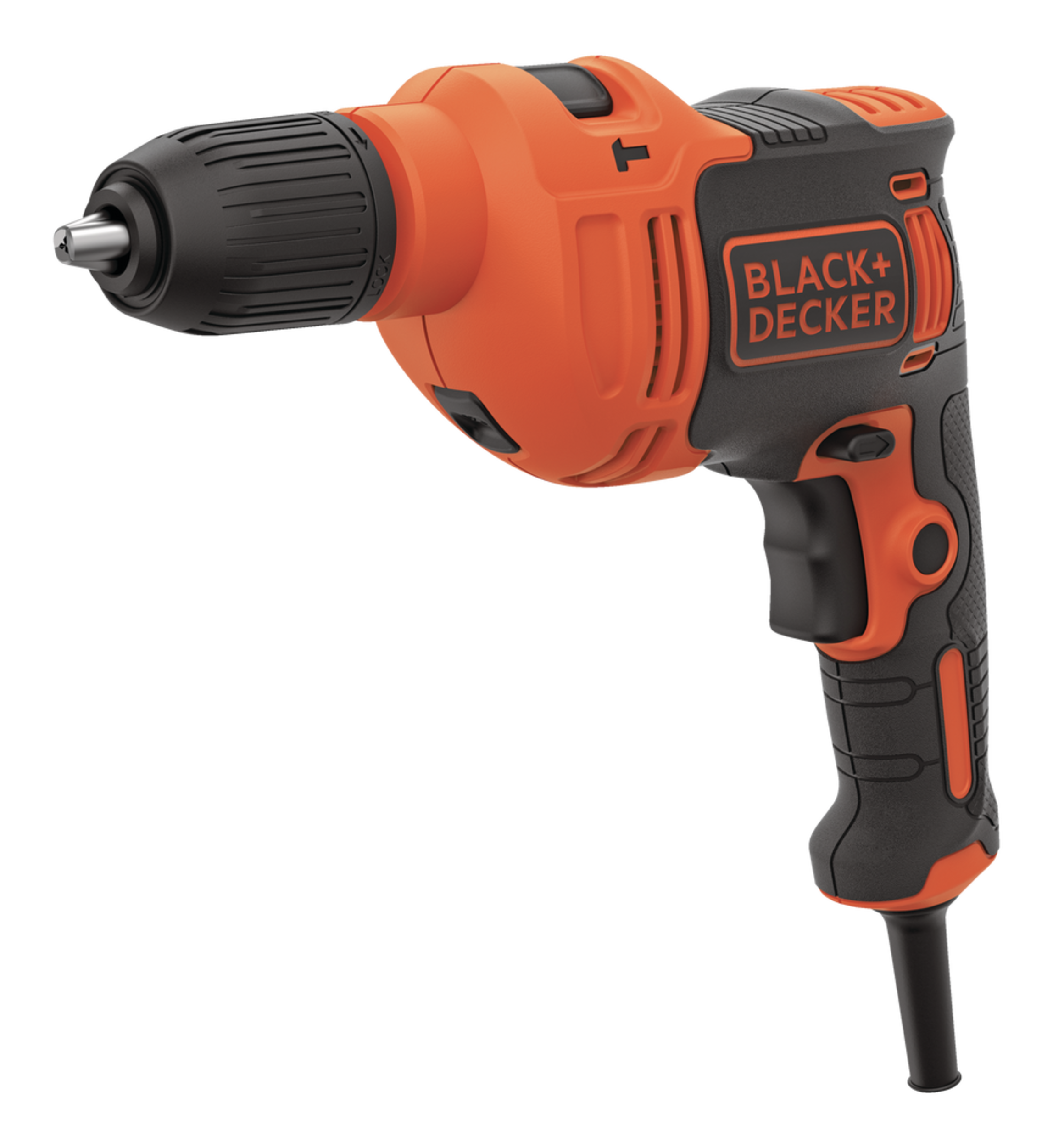 Black + Decker BEHD201 6.5A  Corded Variable Speed Hammer Drill with Keyless Chuck, 1/2-in Front_Angled_Left