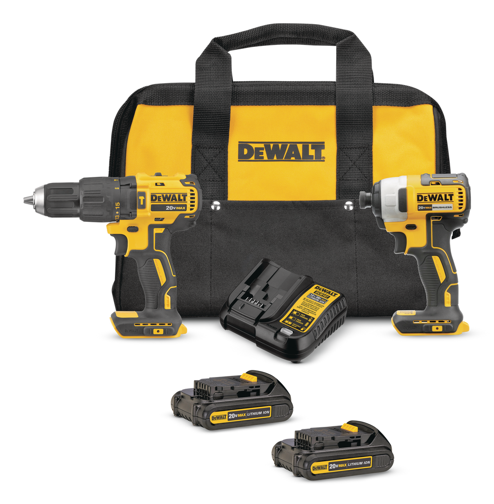 DEWALT DCK276C2 20V MAX Brushless Cordless Hammer Drill, Impact Driver,  Battery & Charger Combo Kit