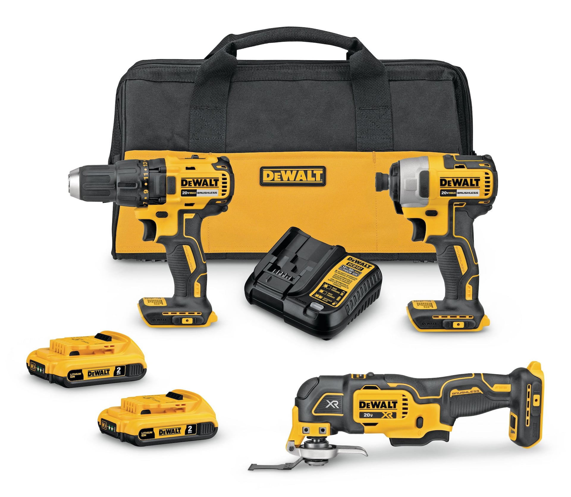 DEWALT DCK379D2 20V MAX Cordless Drill Driver Impact Driver Oscillating Multi Tool Combo Kit Canadian Tire