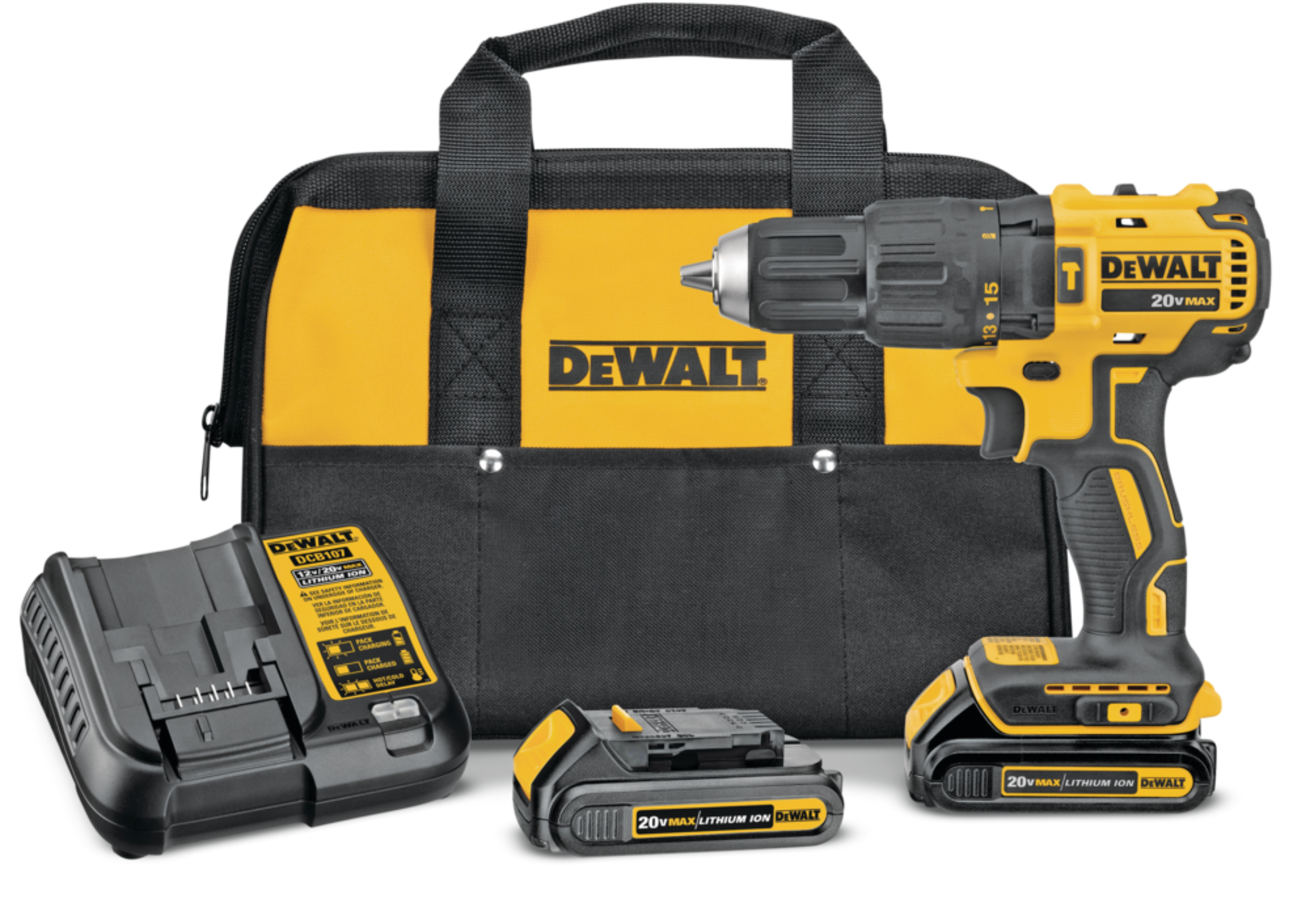 DEWALT DCD778C2 20V MAX Compact Cordless Hammer Drill/Driver with Battery & Charger, 1/2-in Composite_or_Mixed