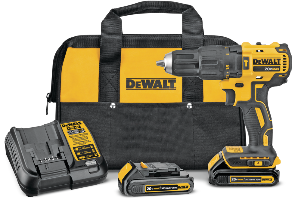 DEWALT DCD778C2 20V MAX Compact Cordless Hammer Drill/Driver with Battery & Charger, 1/2in