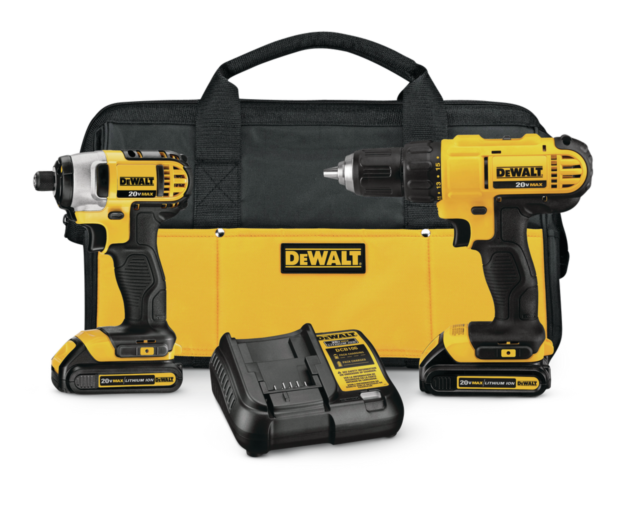 DEWALT DCK240C2 20V MAX Cordless Drill/Driver, Impact Driver, Battery & Charger Combo Kit Composite_or_Mixed