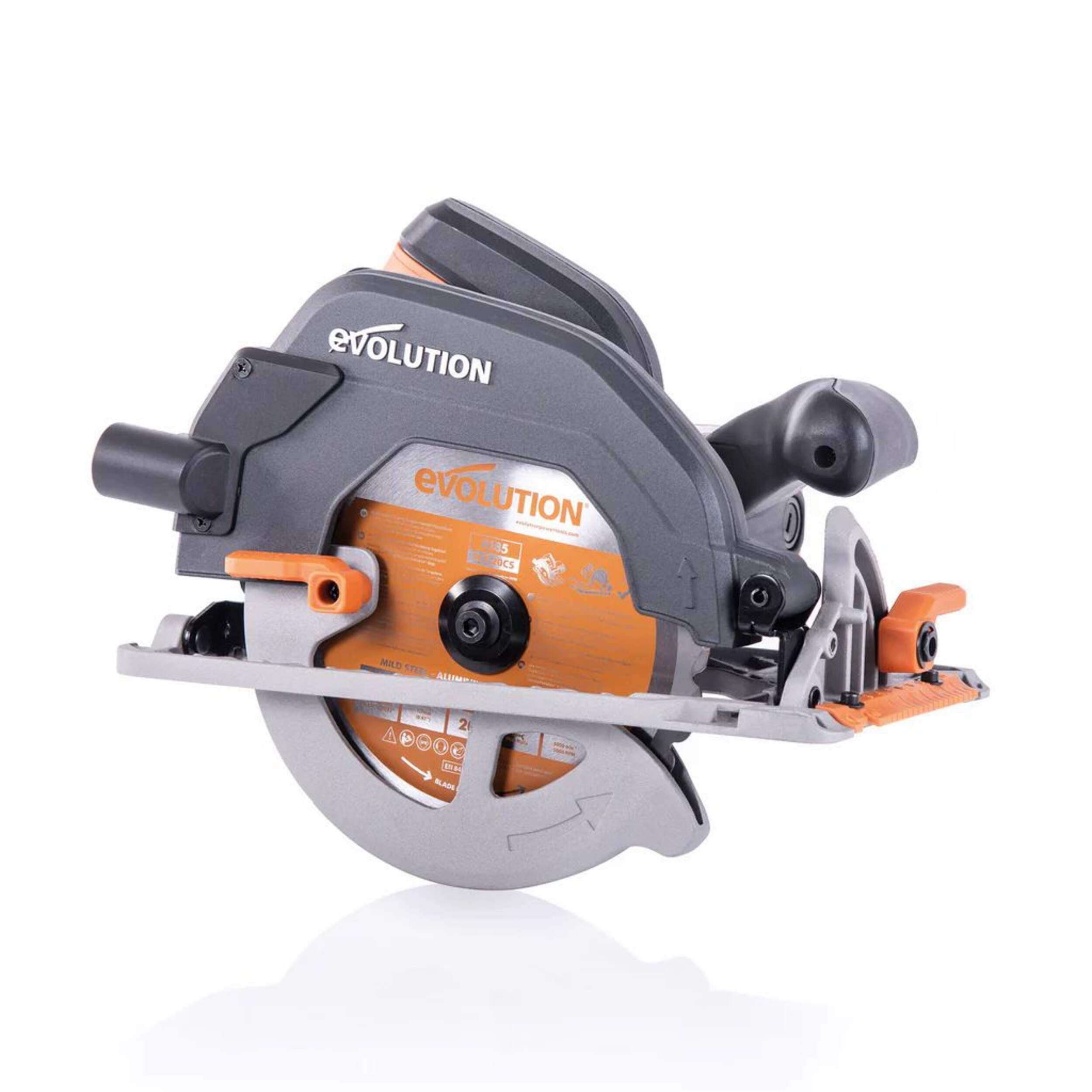 Evolution Power Tools R185CCS 15A Circular Saw with Multi-Material Blade, 7-1/4-in Front_Angled_Right