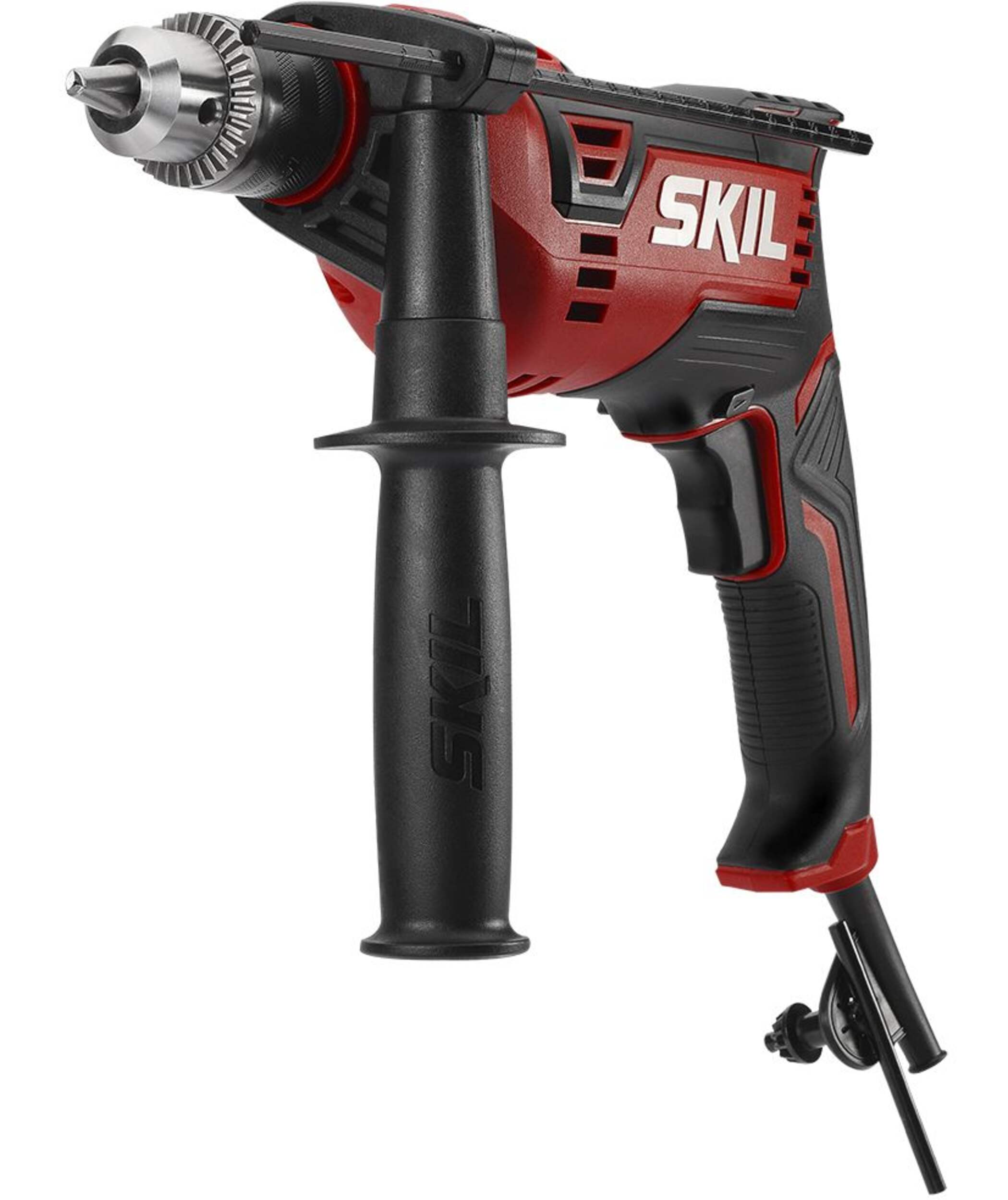 SKIL HD182001 7.5A Corded Variable Speed Hammer Drill with Keyed Chuck & Auxiliary Handle, 1/2-in Front_Angled_Left