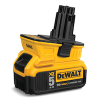 DEWALT DCA1820 18V to 20V Lithium-Ion Battery Adaptor For Cordless Power Tools, Tool Only Front_Three_Fourths_Angled_Left