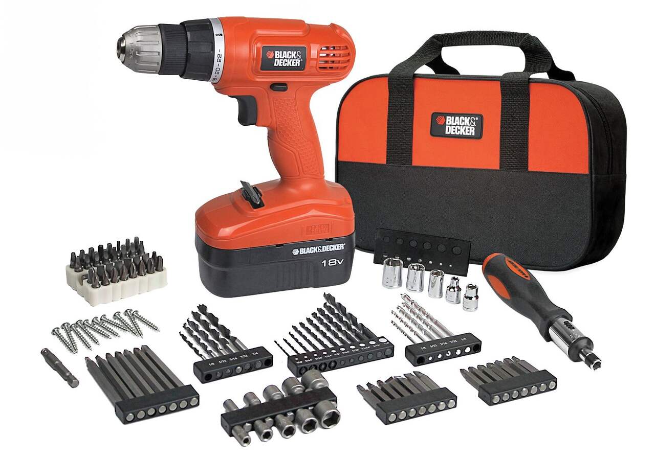Black & Decker 18V NiCad Cordless Drill with 100 Piece Accessory