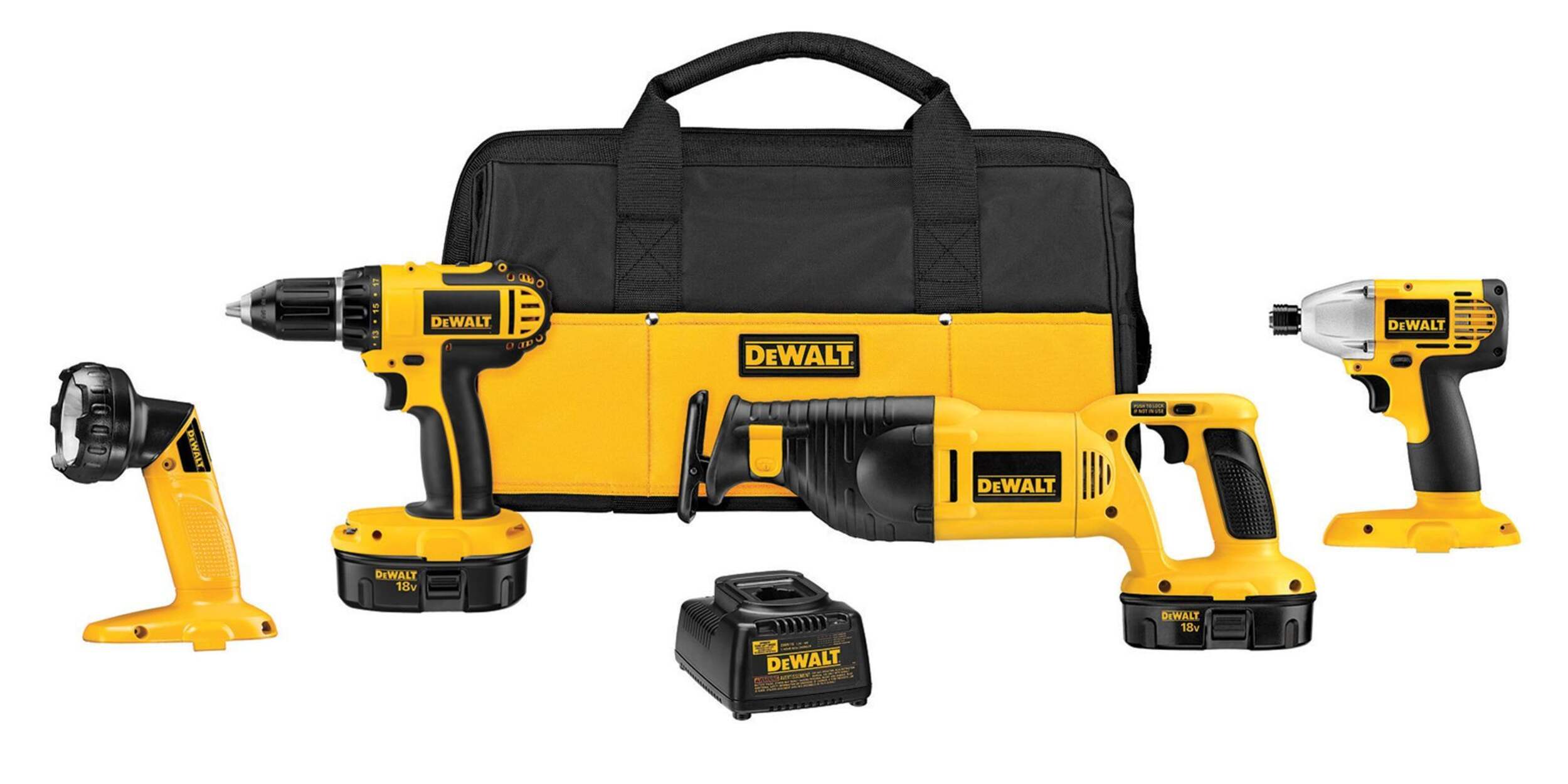 DEWALT 18V NiCad Cordless 4-Tool Combo Tool Kit Composite_or_Mixed