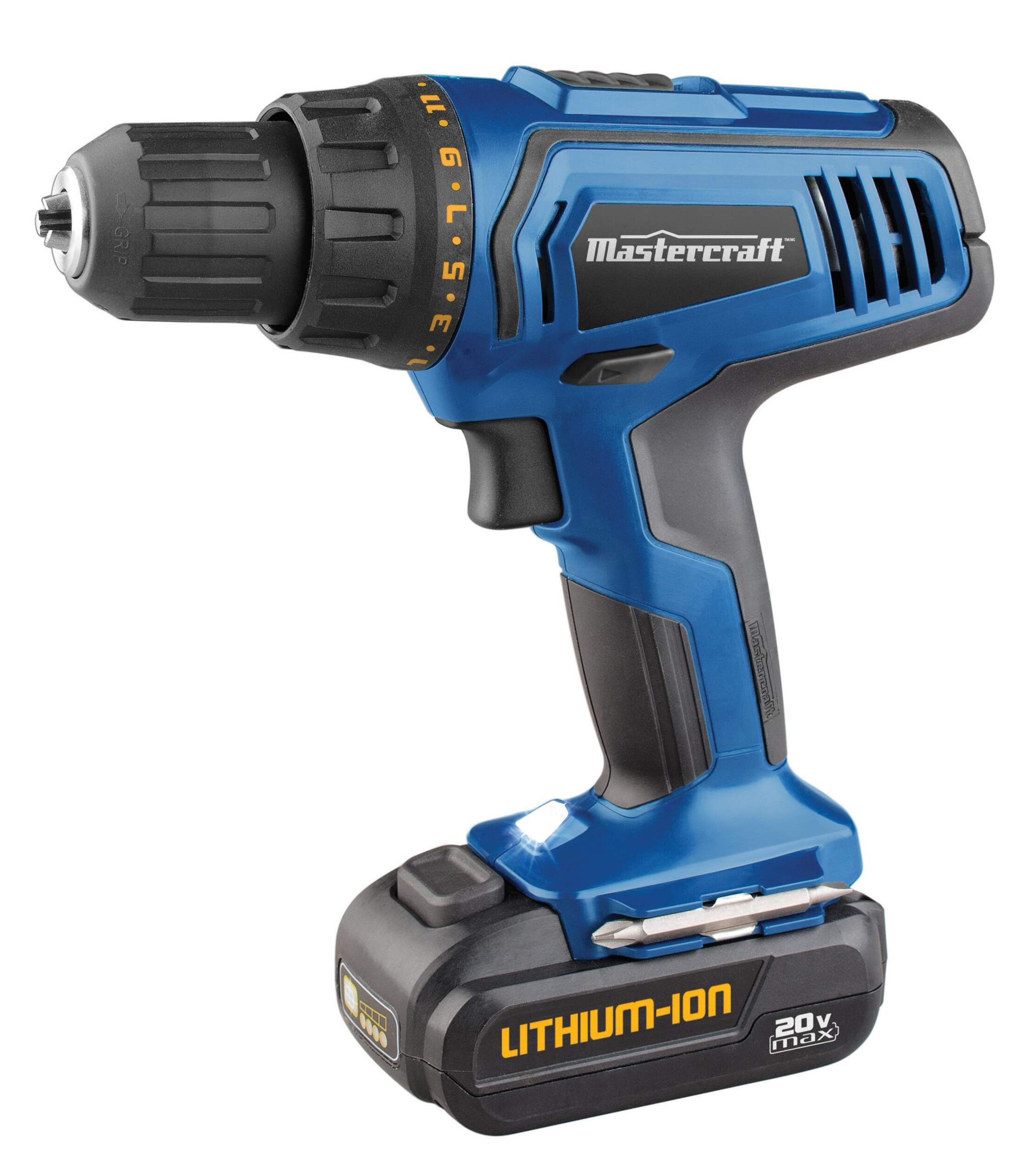Mastercraft 20V Max Li-Ion Cordless Drill, 1/2-in Front_Three_Fourths_Angled_Left