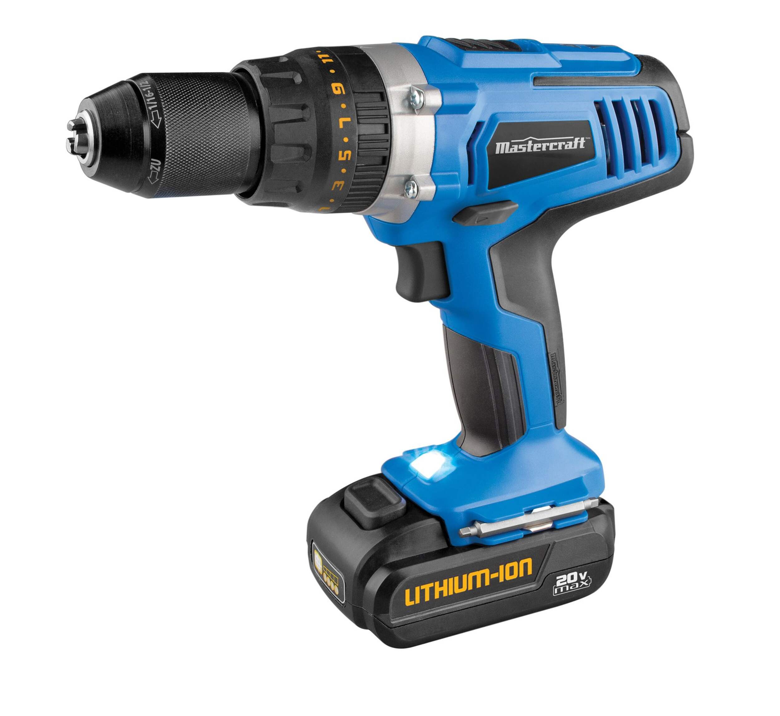 Mastercraft 20V Max Li-Ion Cordless Hammer Drill, 1/2-in Side_Left