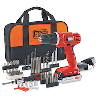 Black & Decker BDC120VACA 20V Cordless Drill with Battery, Charger & 100-pc Accessory Set, 3/8-in Composite_or_Mixed