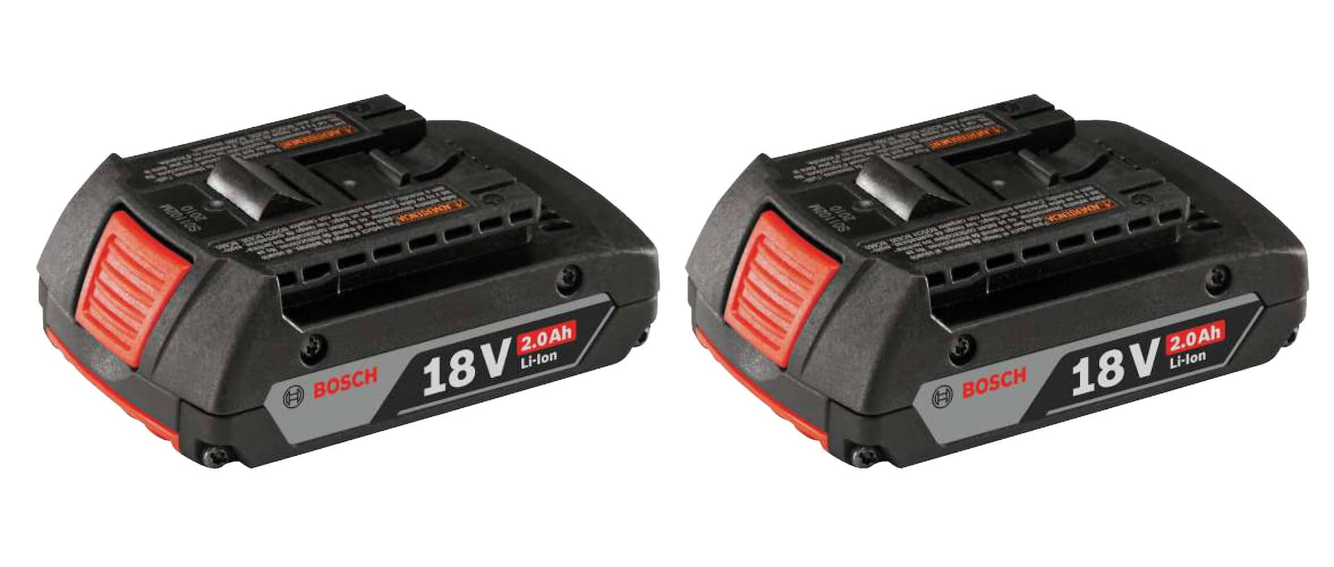 Bosch BAT612 2PK 18V Lithium Ion 2.0Ah Battery Slim Pack with Fuel Gauge 2 pk