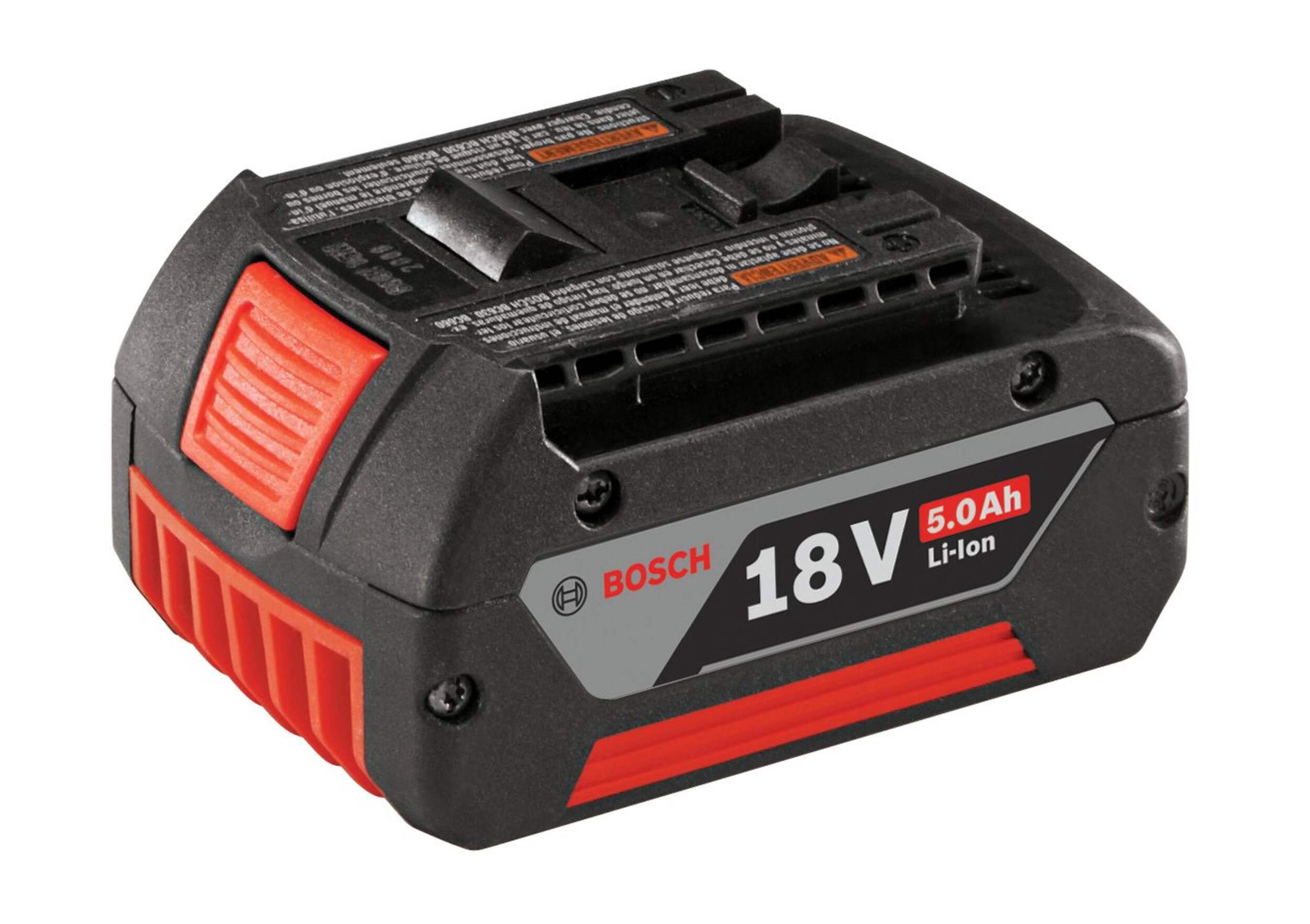 Bosch 18V, 5.0 Ah Lithium-Ion Fat Pack Battery Front_Three_Fourths_Angled_Left