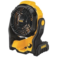 DEWALT DCE512B 20V Max Portable Cordless Water-Resistant Jobsite Fan, Tool Only, 11-in Front_Angled_Left
