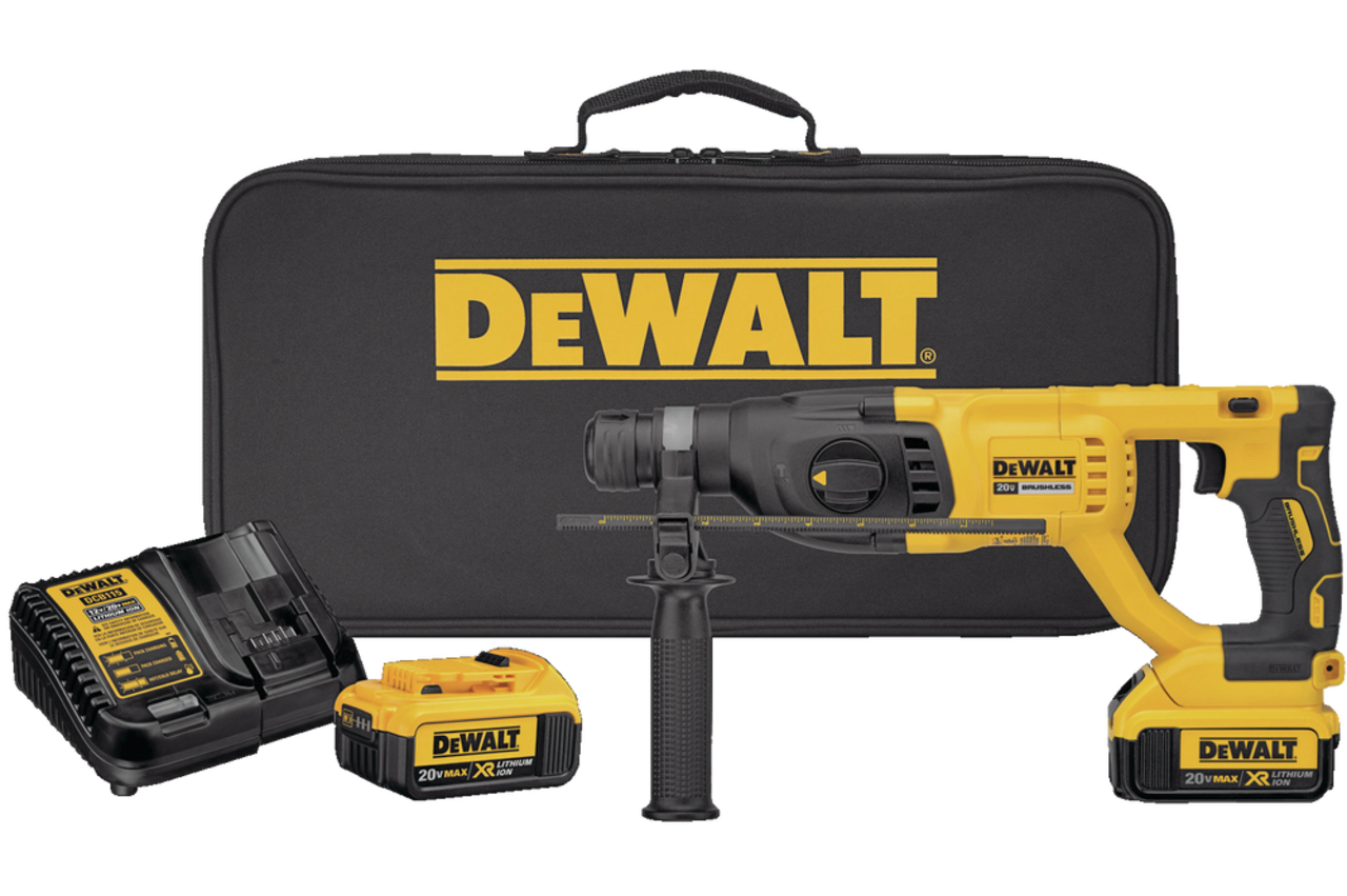 DEWALT DCH133M2 20V MAX XR Cordless SDS+ Rotary Hammer Drill with Battery &  Charger, 1-in