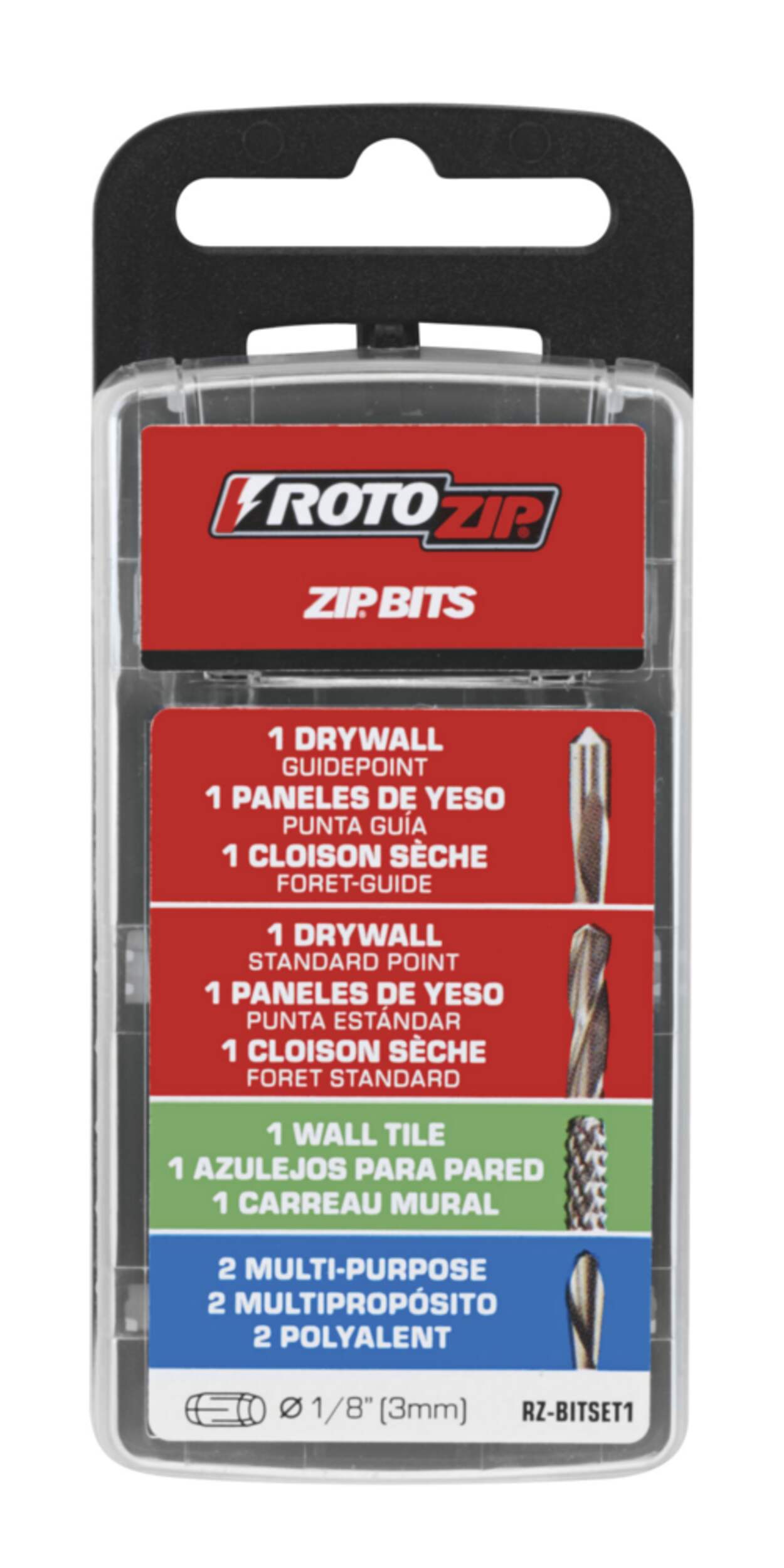Rotozip RZBITSET1 ZipBits Multipurpose, Drywall & Tile Rotary Tool Bit