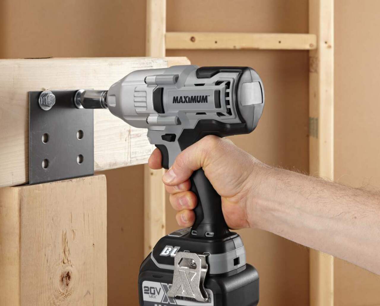 MAXIMUM 20V Max Lithium Ion Cordless Mid Torque Impact Wrench with Battery Charger 1 2 in