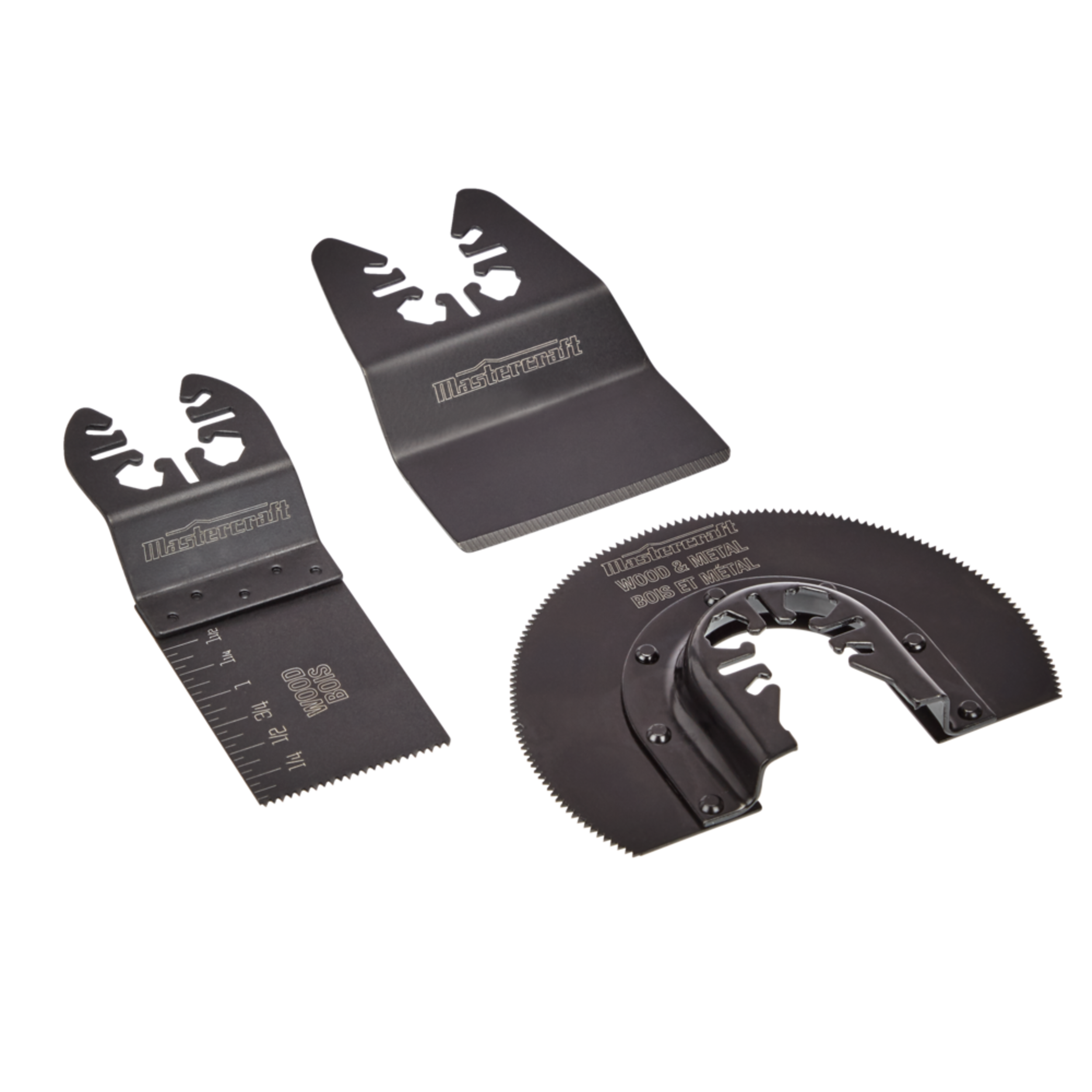 Mastercraft Multi-Crafter Oscillating Tool Semi-Circle, Plunge & Scraper Blades, 1-1/4-in, 3-pk Front_Three_Fourths_Angled_Right