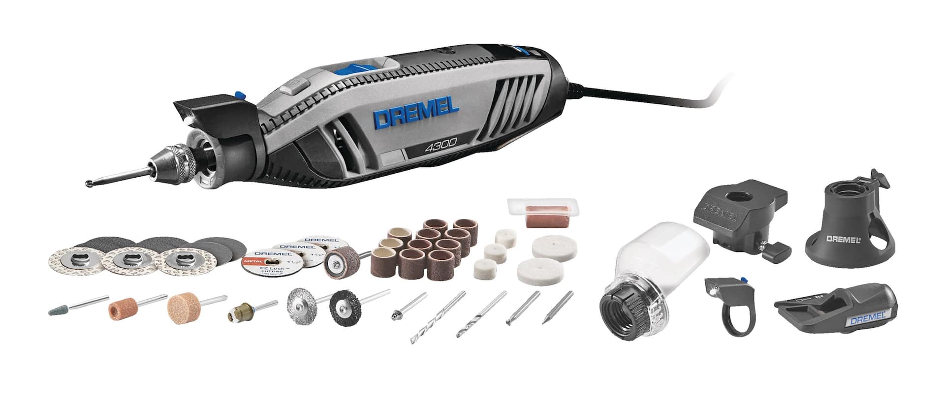 Dremel 4300-5/40 1.6A Variable Speed Rotary Tool Kit with Attachments &  Accessory Bits, 46-pc