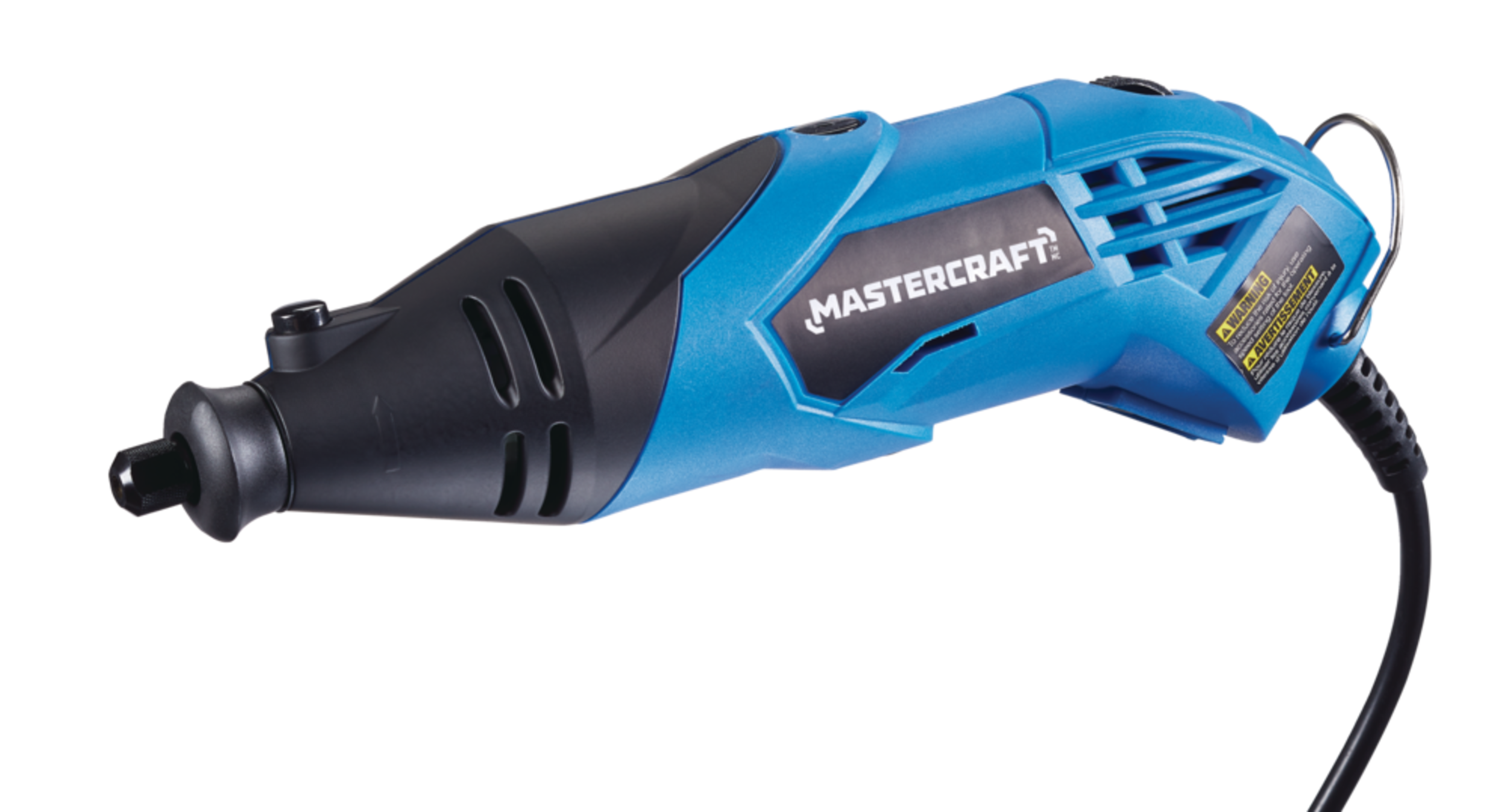 Mastercraft 1.4A Variable Speed Rotary Tool Kit with Attachments & Accessory Bits, 250-pc Front_Three_Fourths_Angled_Left