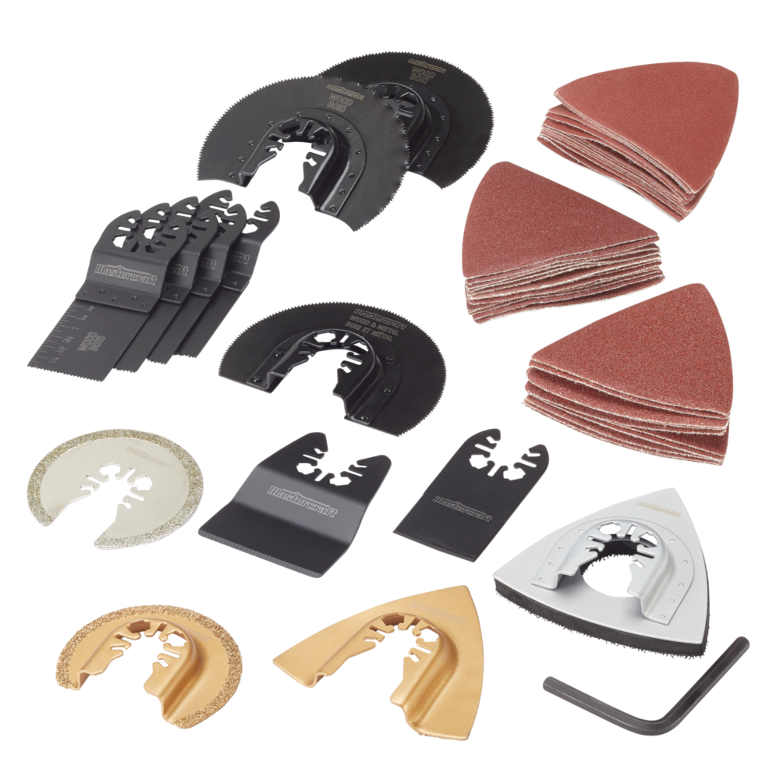 Mastercraft Oscillating Multi Tool Universal Accessory Set for Cutting & Sanding, 50-pk Front_Three_Fourths_Angled_Left