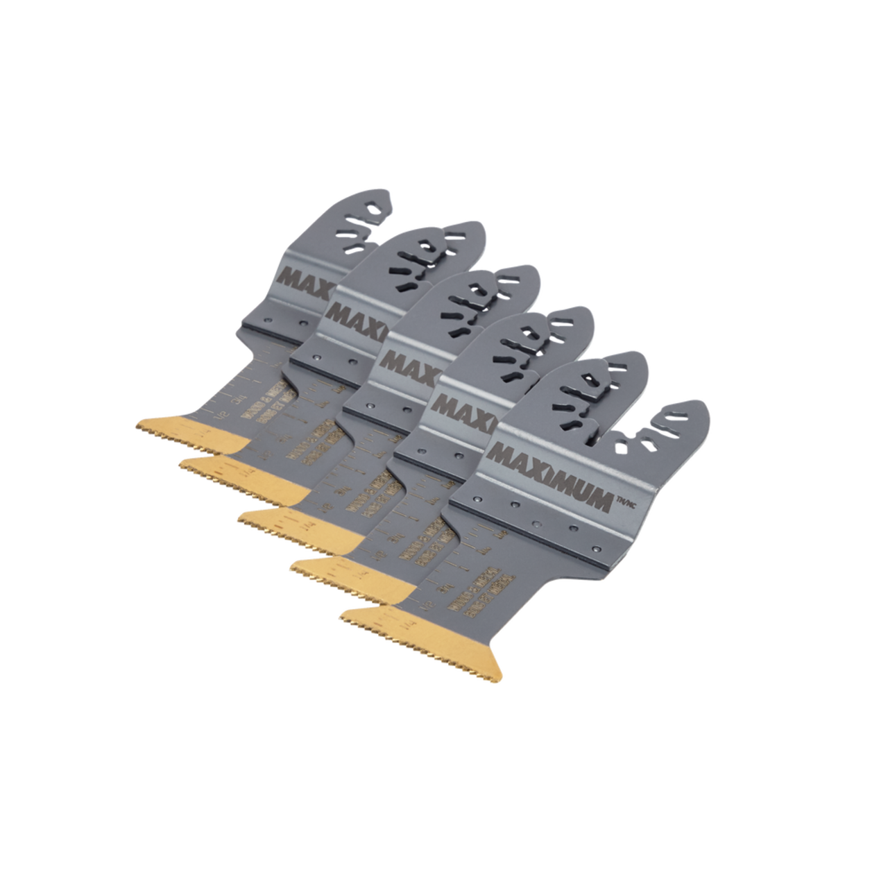 MAXIMUM Oscillating Multi Tool Titanium Bi Metal Wood Metal Wide Flush Cut Blades 1 1 4 in 5 pk
