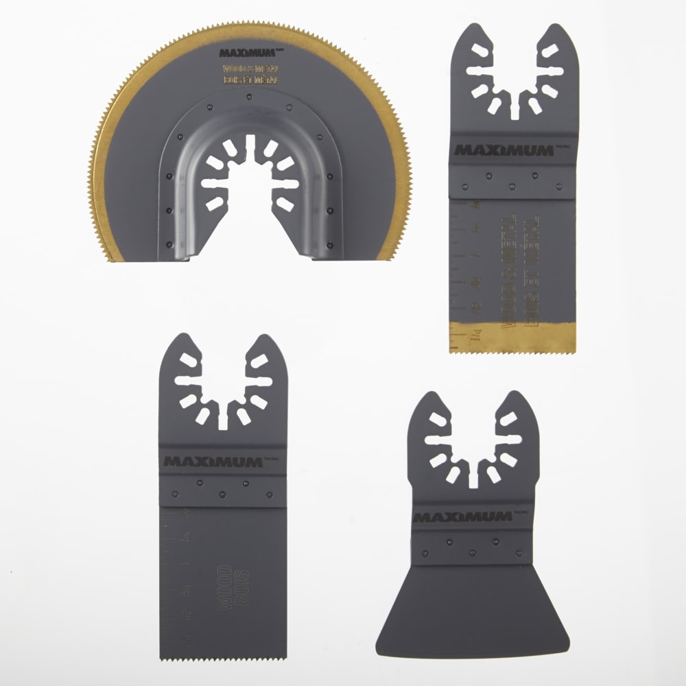 MAXIMUM Oscillating MultiTool Floor Fitting Set with Wood/Drywall/Metal Blades & Scraper, 4pc