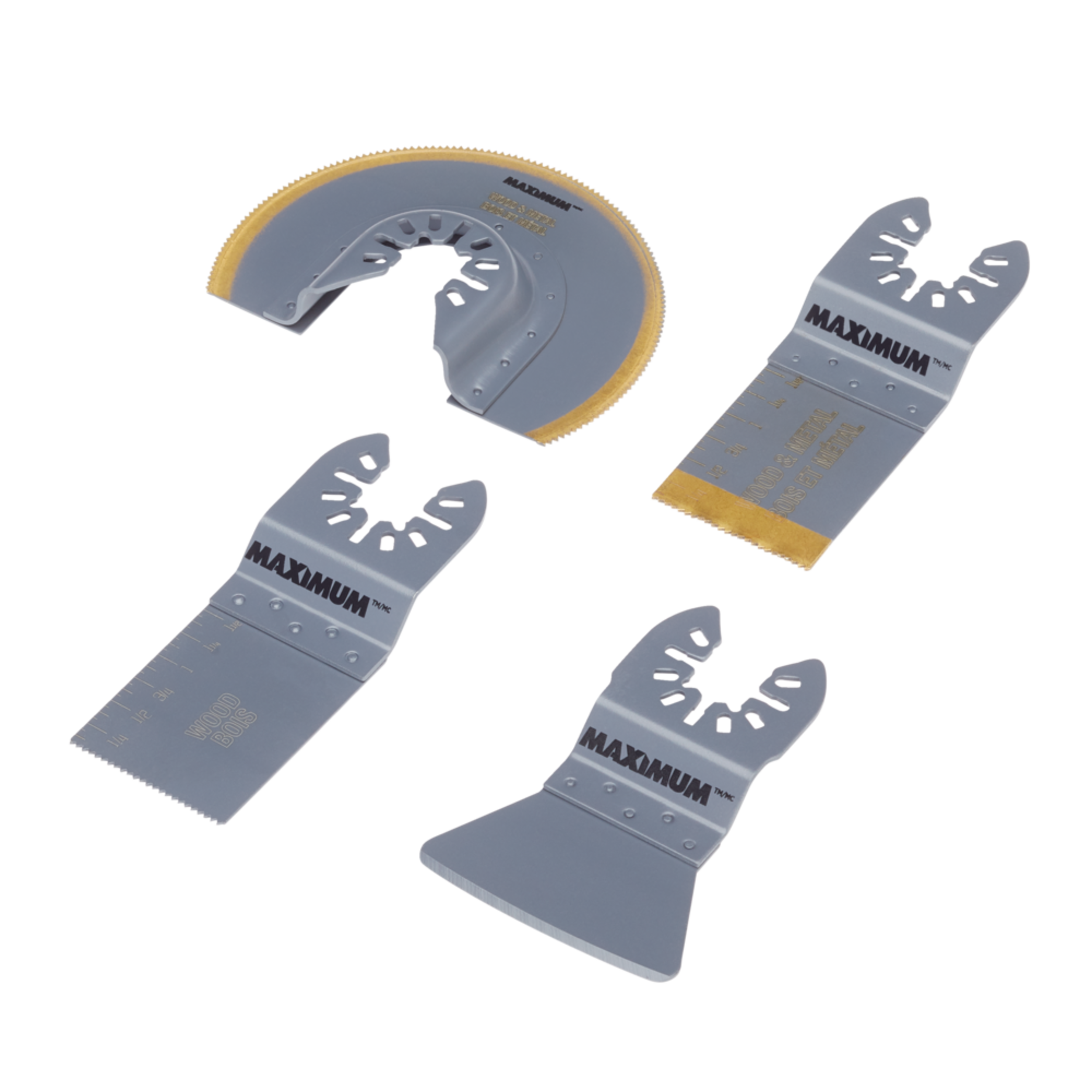 MAXIMUM Oscillating Multi-Tool Floor Fitting Set with Wood/Drywall/Metal Blades & Scraper, 4-pc Front_Three_Fourths_Angled_Left