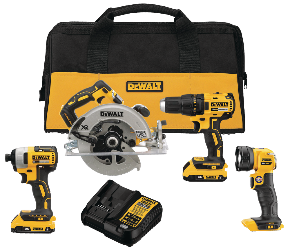 DEWALT 20V MAX Cordless Drill/Driver, Driver, Circular Saw & Work Combo Kit | Canadian Tire