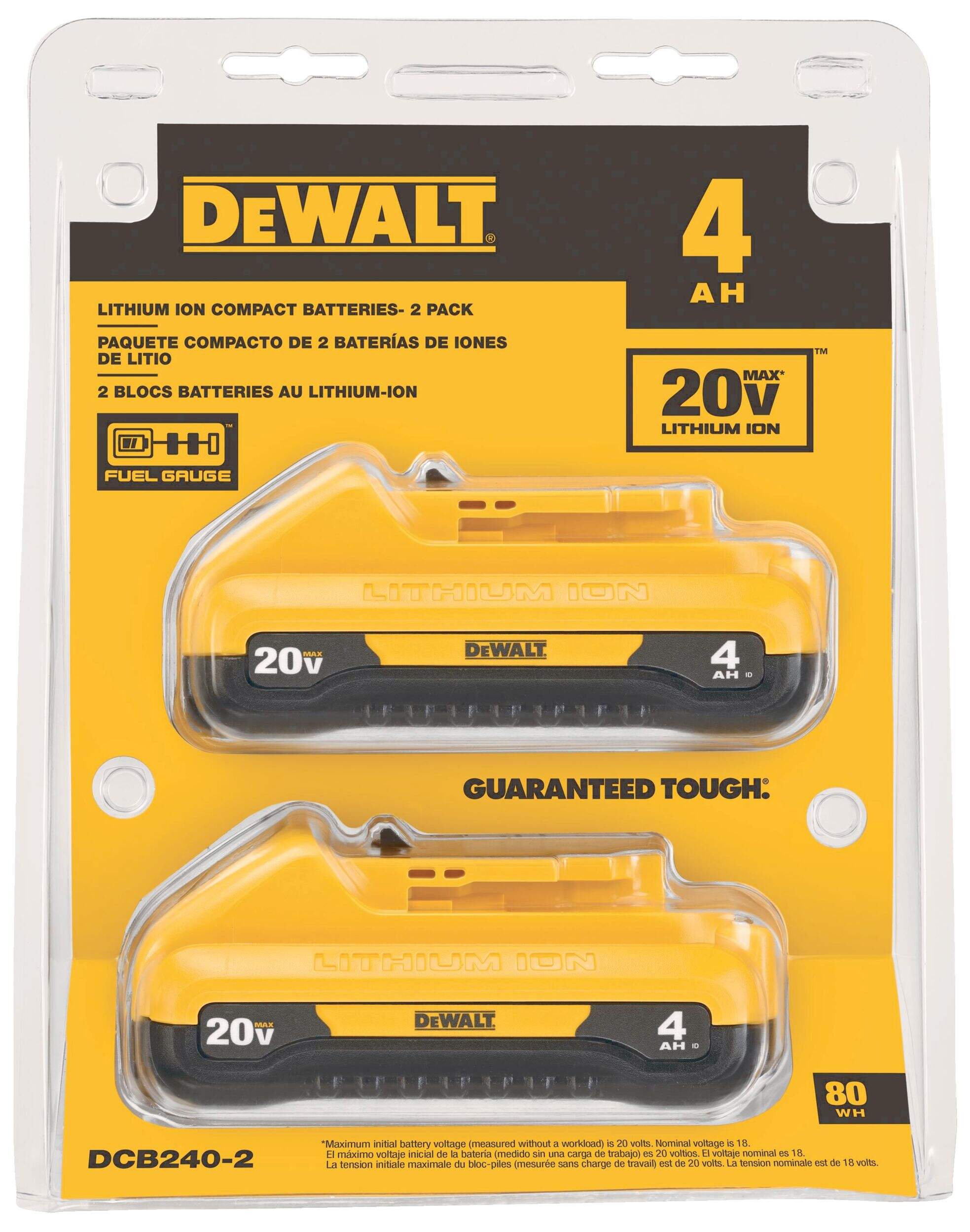 DEWALT DCB2402 20V MAX LithiumIon Compact 4.0Ah Battery Pack with LED