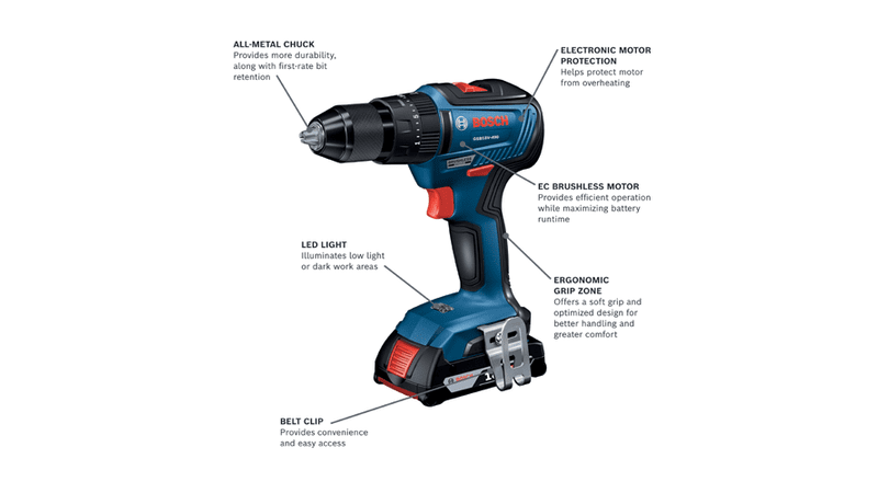 Bosch GXL18V-240B22 18V Cordless Drill/Driver & Freak 2-in-1 Bit Socket ...