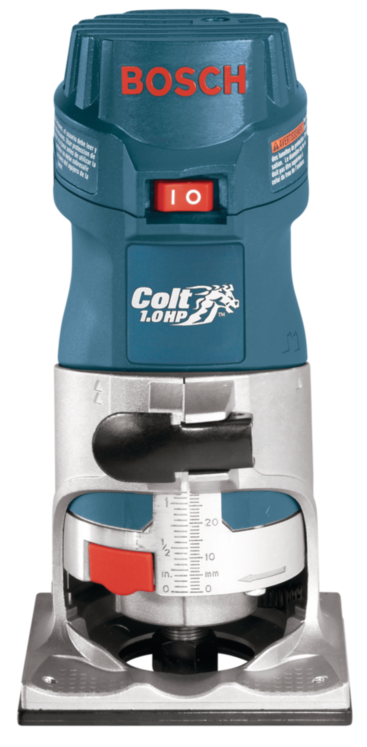 Bosch PR20EVS Colt™1 HP Single-Speed Corded Fixed Base Palm Router with Soft-Start Front_Elevated