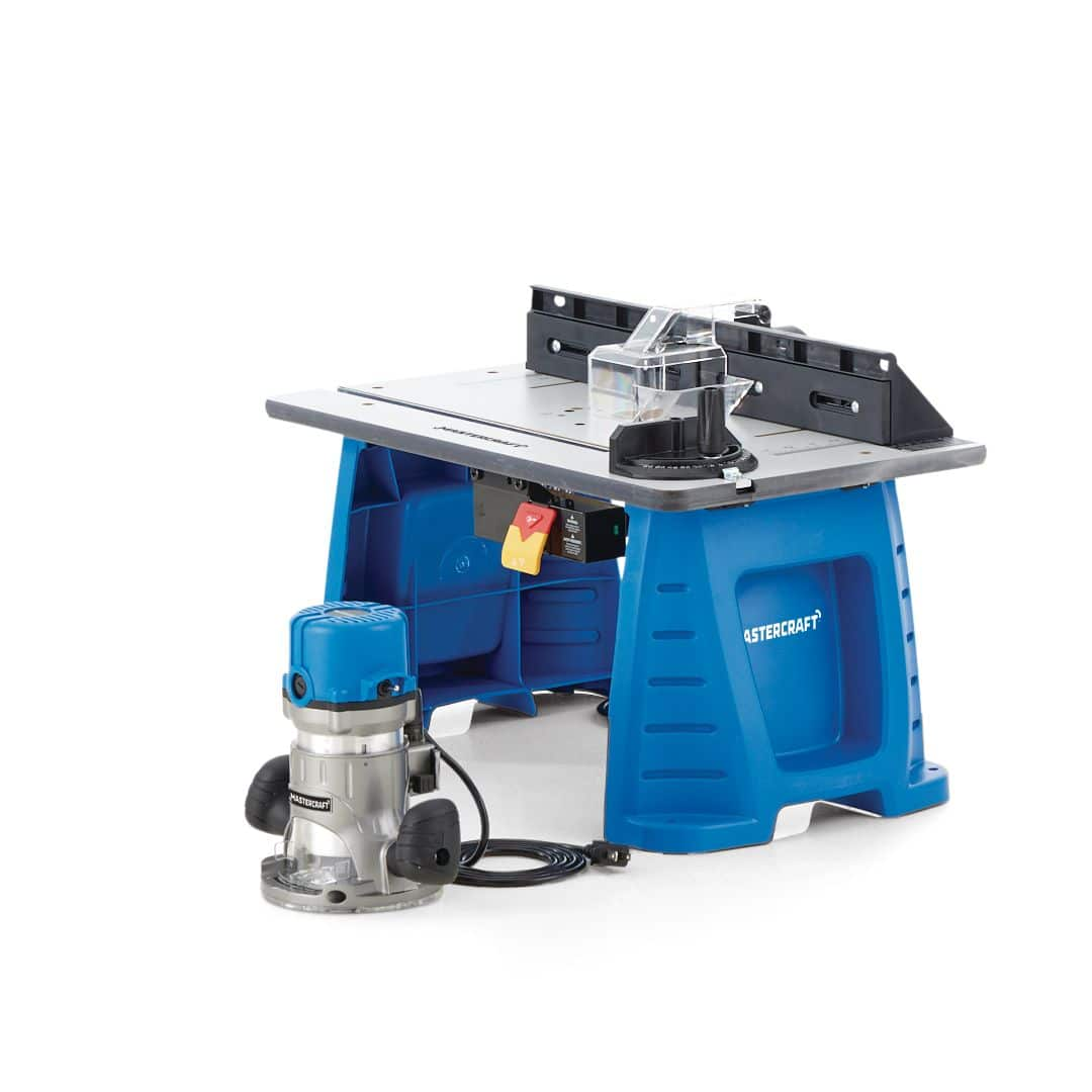 Router table with built deals in motor