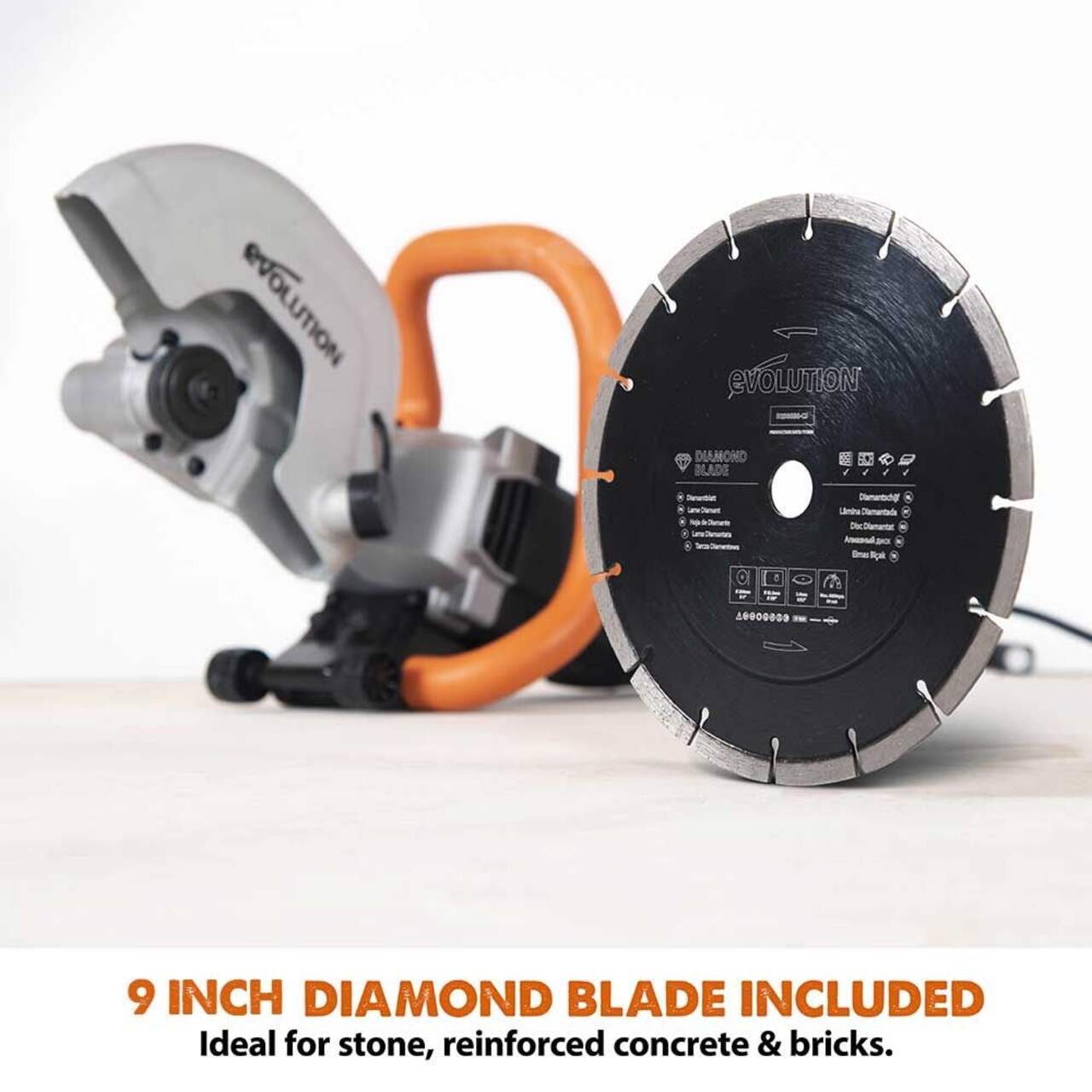 Evolution Concrete Saw with Diamond Blade, 9-in