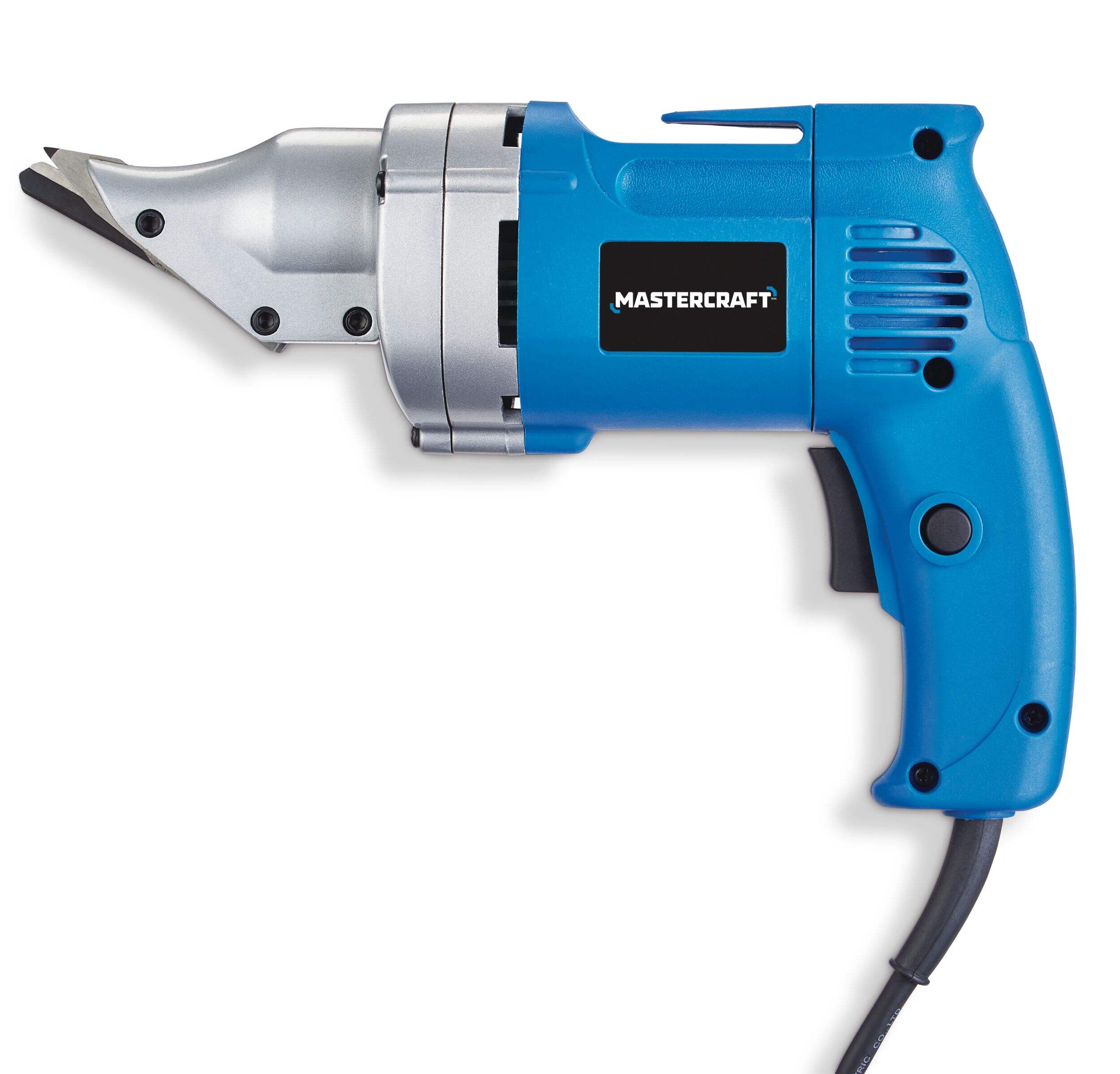 Mastercraft 4A 20-Gauge Electric Metal Shears with Variable Speed Swivel Head & Belt Clip Front_Flat