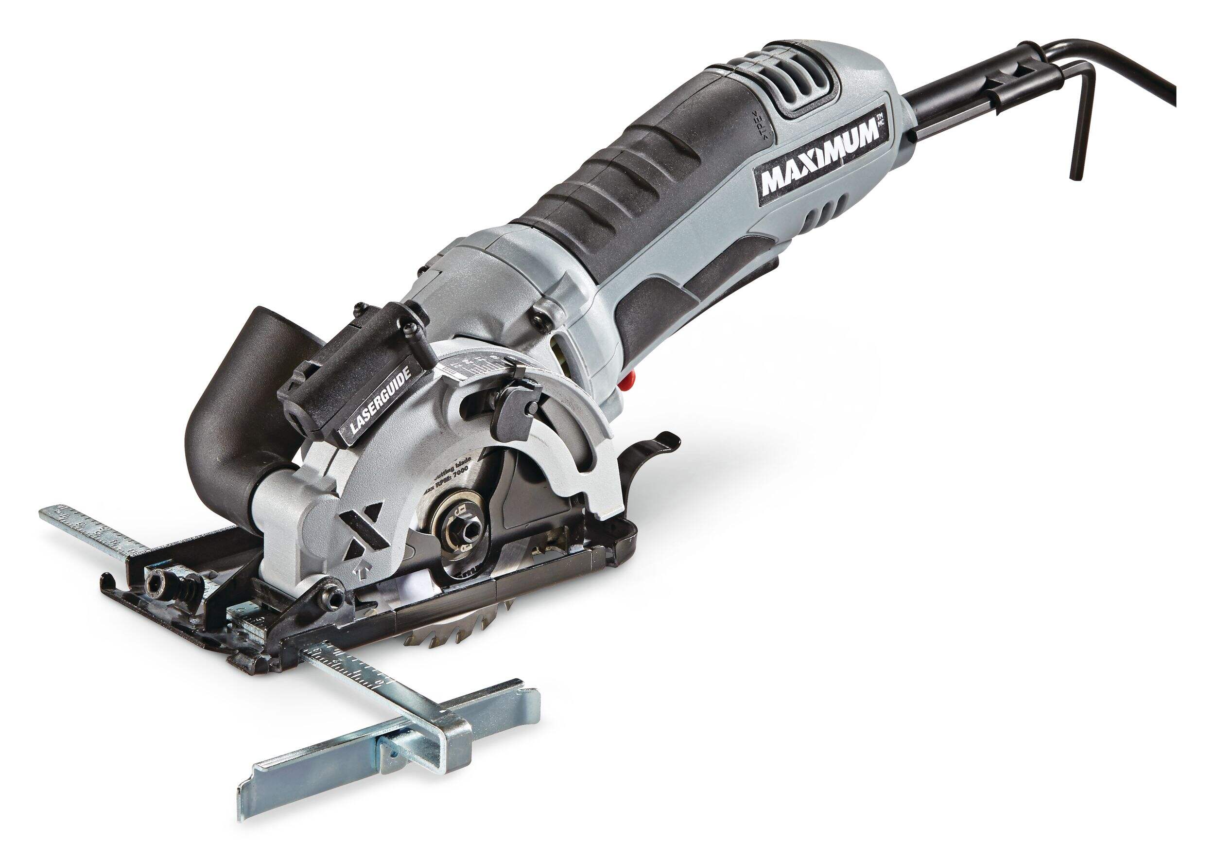 MAXIMUM 4A Heavy-Duty Compact Circular Saw with Assorted Blades & Laser Guide, 3-3/8-in Front_Three_Fourths_Angled_Left