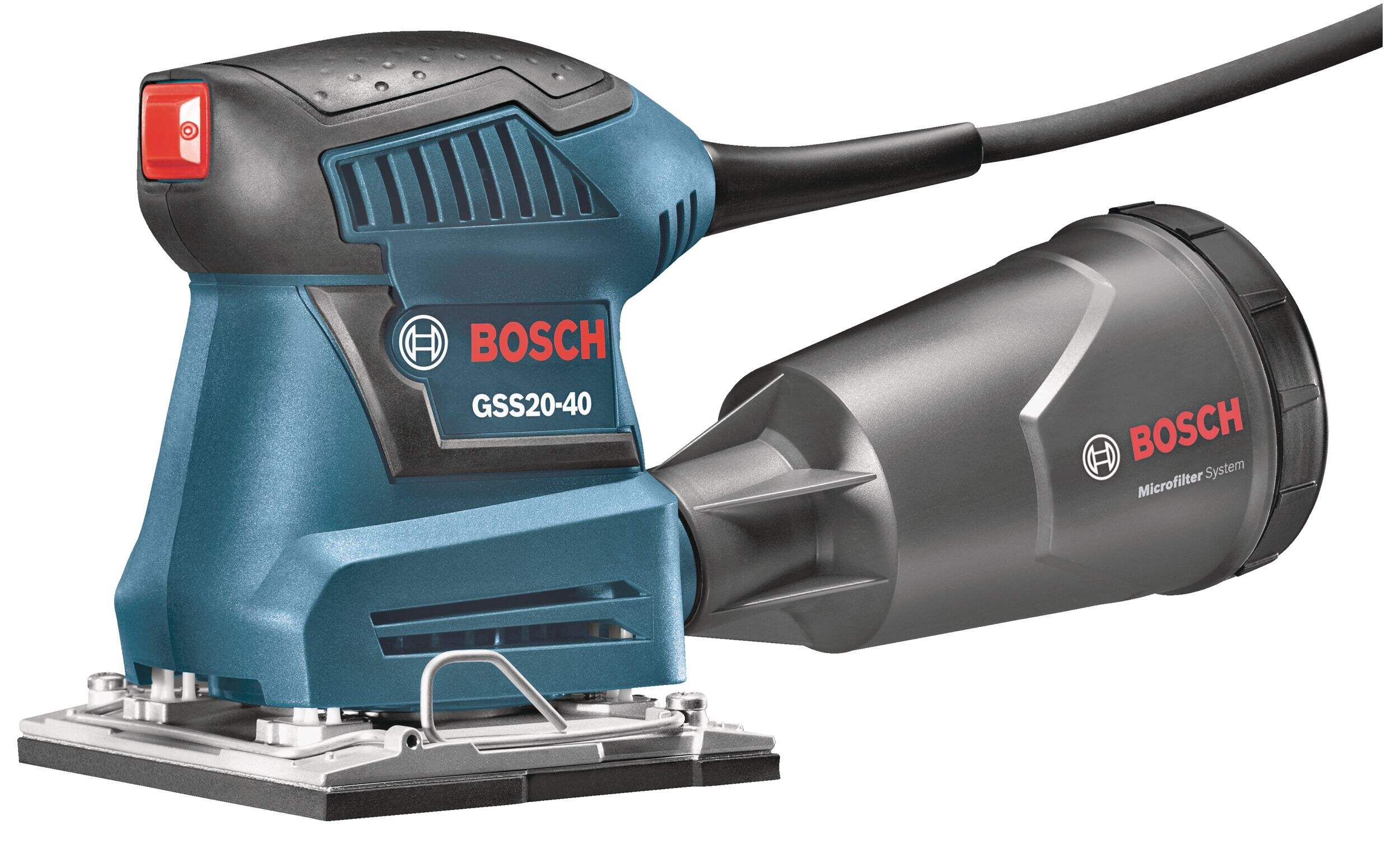 Bosch GSS20-40 Corded Single-Speed Orbital Finishing Sheet Sander with Dust Canister, 1/4-in Front_Angled_Left