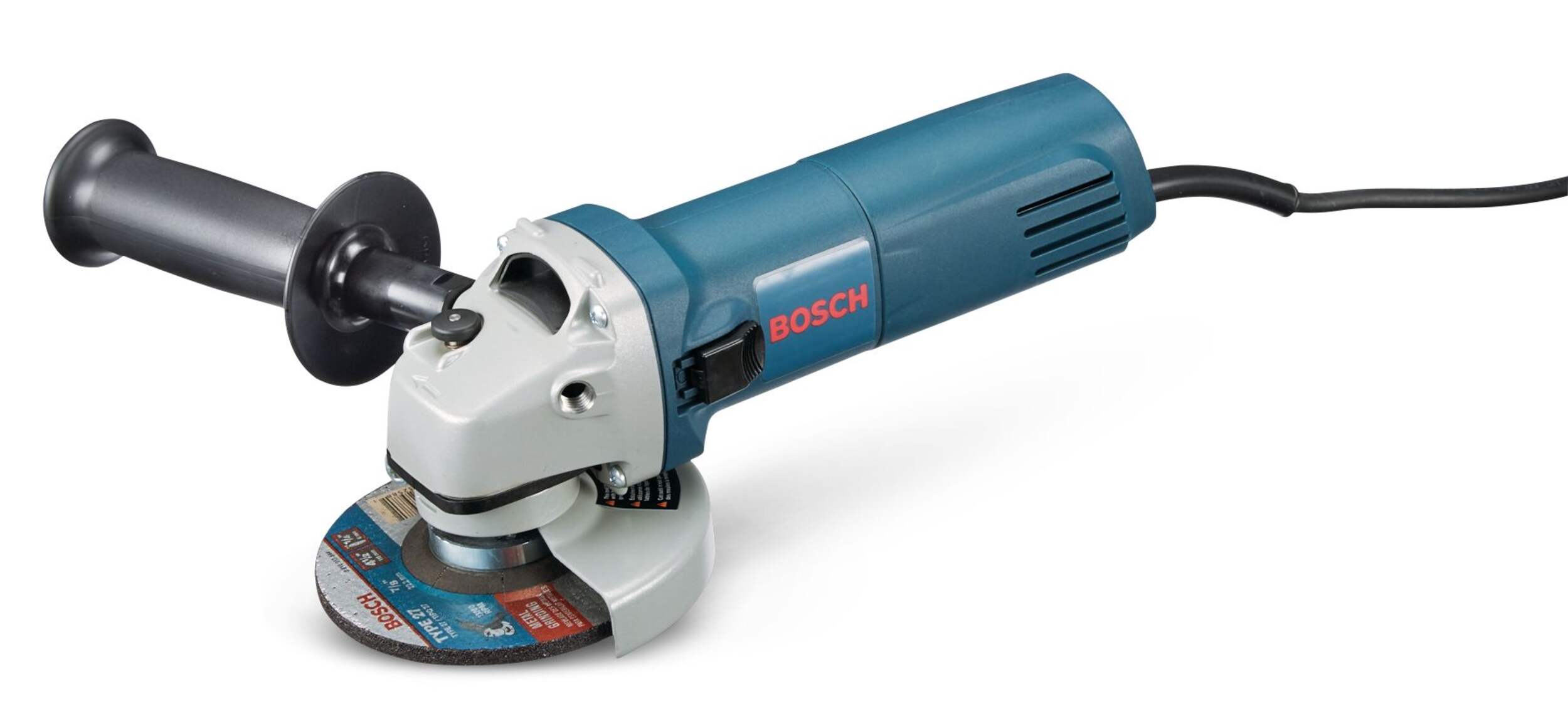 Meuleuse d'angle compacte 6 A Bosch 1375A, avec poignée auxiliaire, protège-meule et bride, 4 1⁄2 po Front_Angled_Left