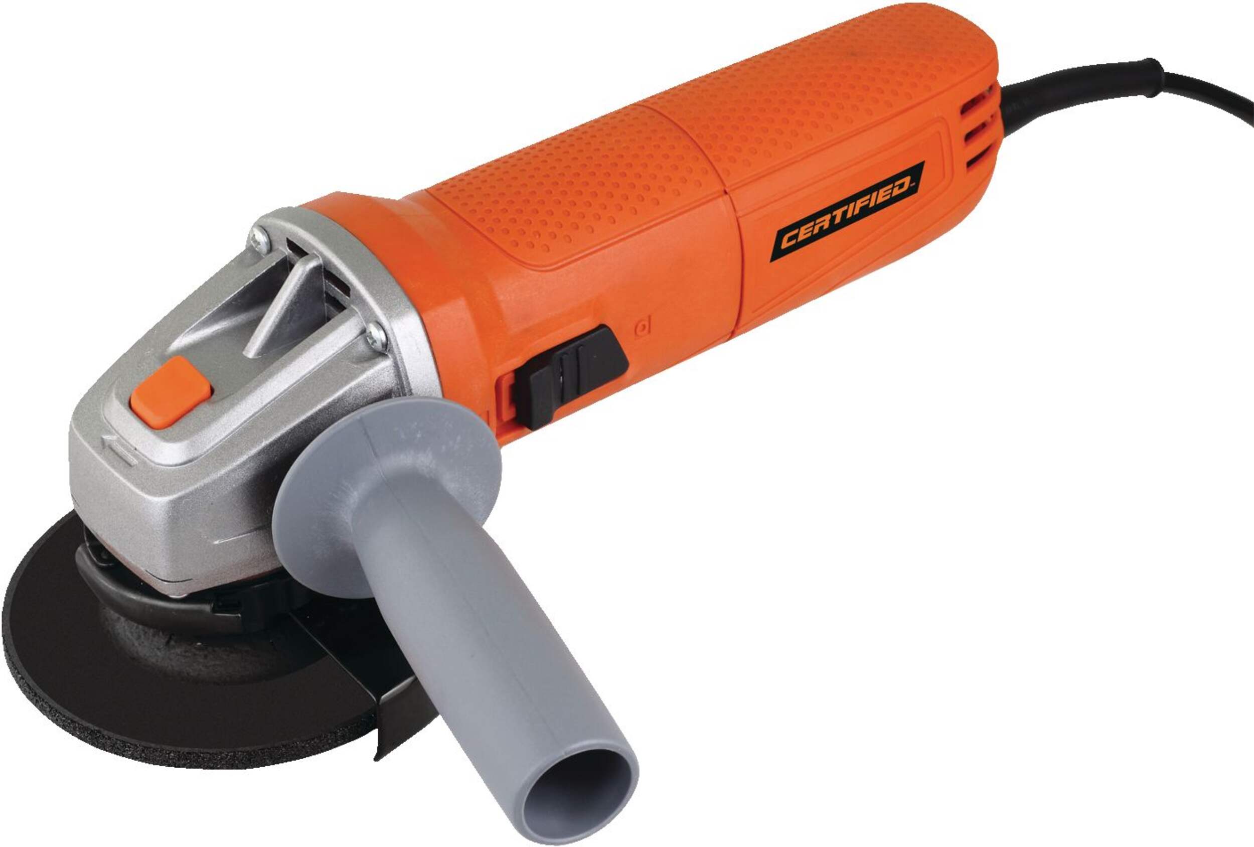 Certified 5.5A Corded Single-Speed Angle Grinder with Auxiliary Handle, Guard & Disc, 4-1/2-in Front_Angled_Left