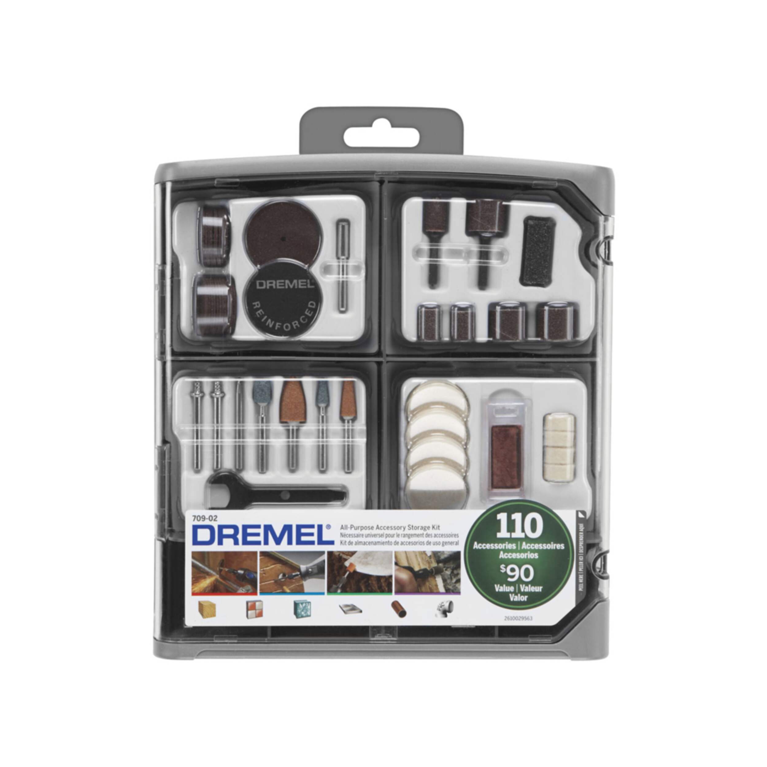 DREMEL 709-02 All-Purpose Bit & Accessory Kit with Storage Case For Rotary Tool, 110-pc Front_Flat