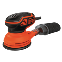 Black + Decker BDERO600 2.4A Corded Single Speed Random Orbital Sander with Dust Bag, 5-in Front_Three_Fourths_Angled_Left