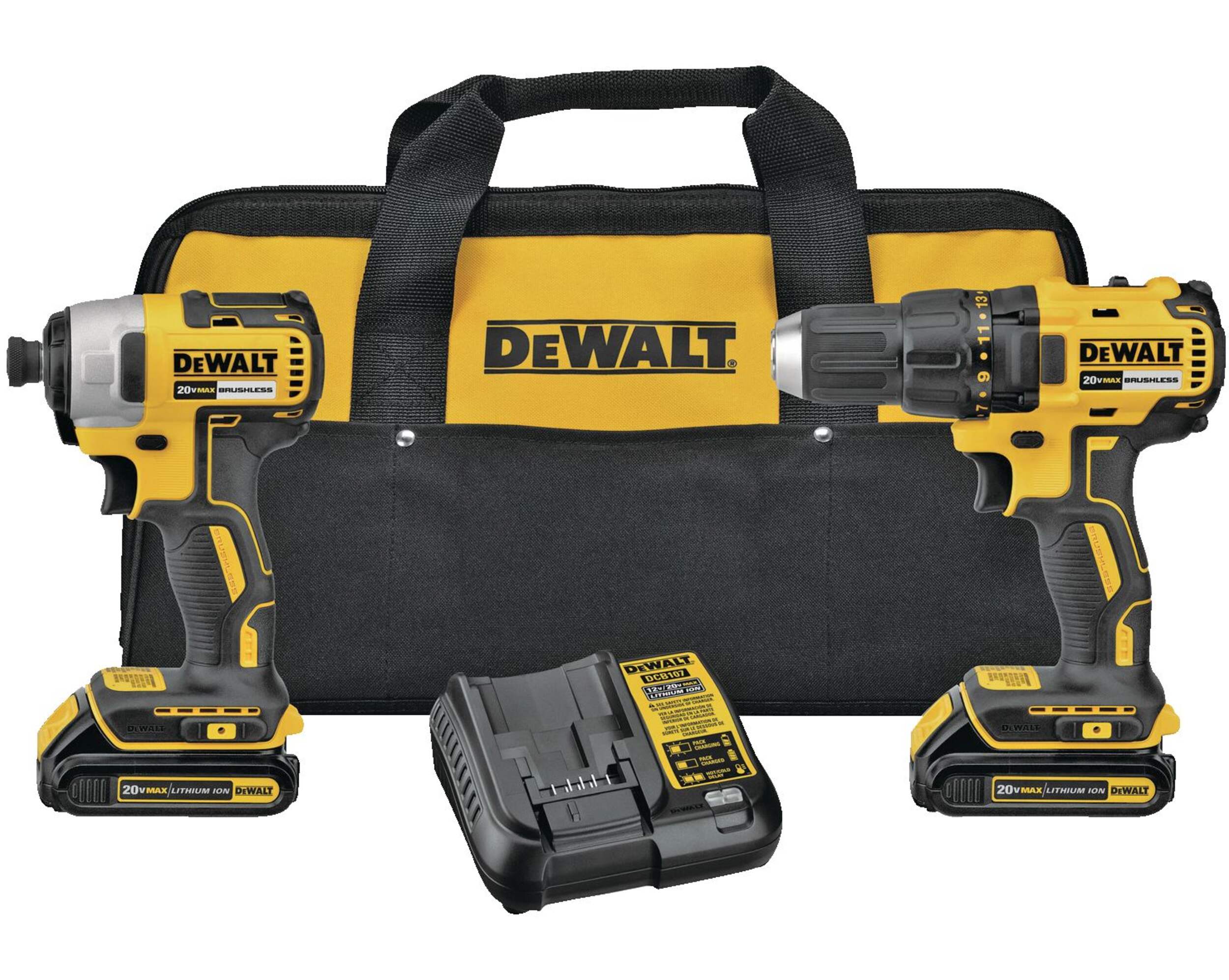 DEWALT DCK277D2 20V MAX Brushless Cordless Compact Drill/Driver & Impact Driver Combo Kit Composite_or_Mixed