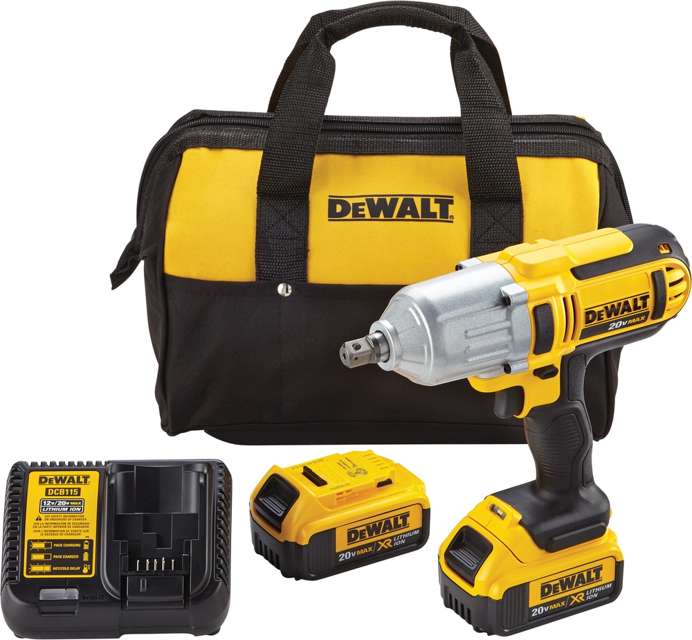 DEWALT 20V Max LiIon Cordless HighTorque Impact Wrench Kit, 1/2in