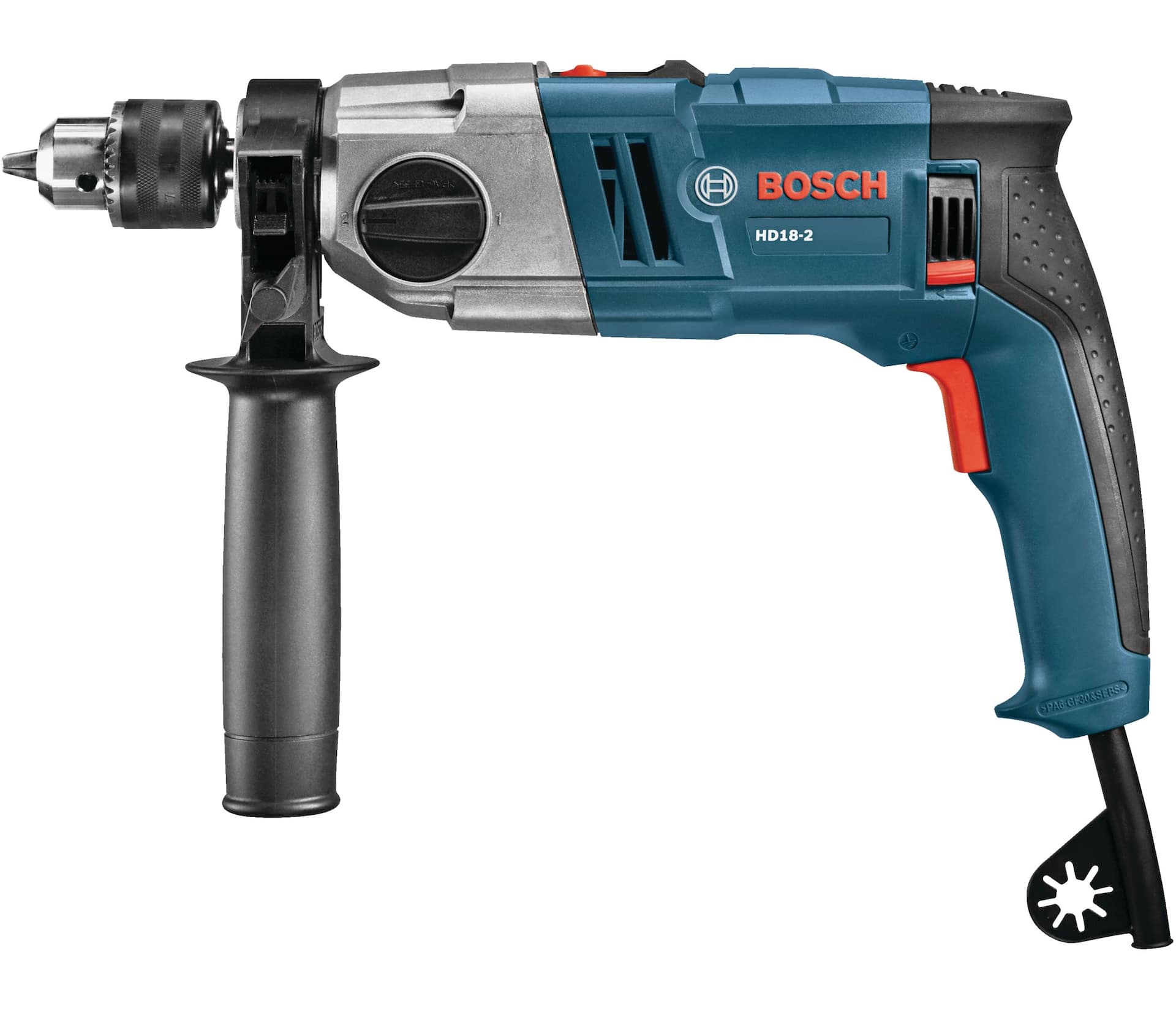 Bosch HD18 2 8.5A Corded 2 Speed Hammer Drill with Keyed Chuck Auxiliary Handle 1 2 in