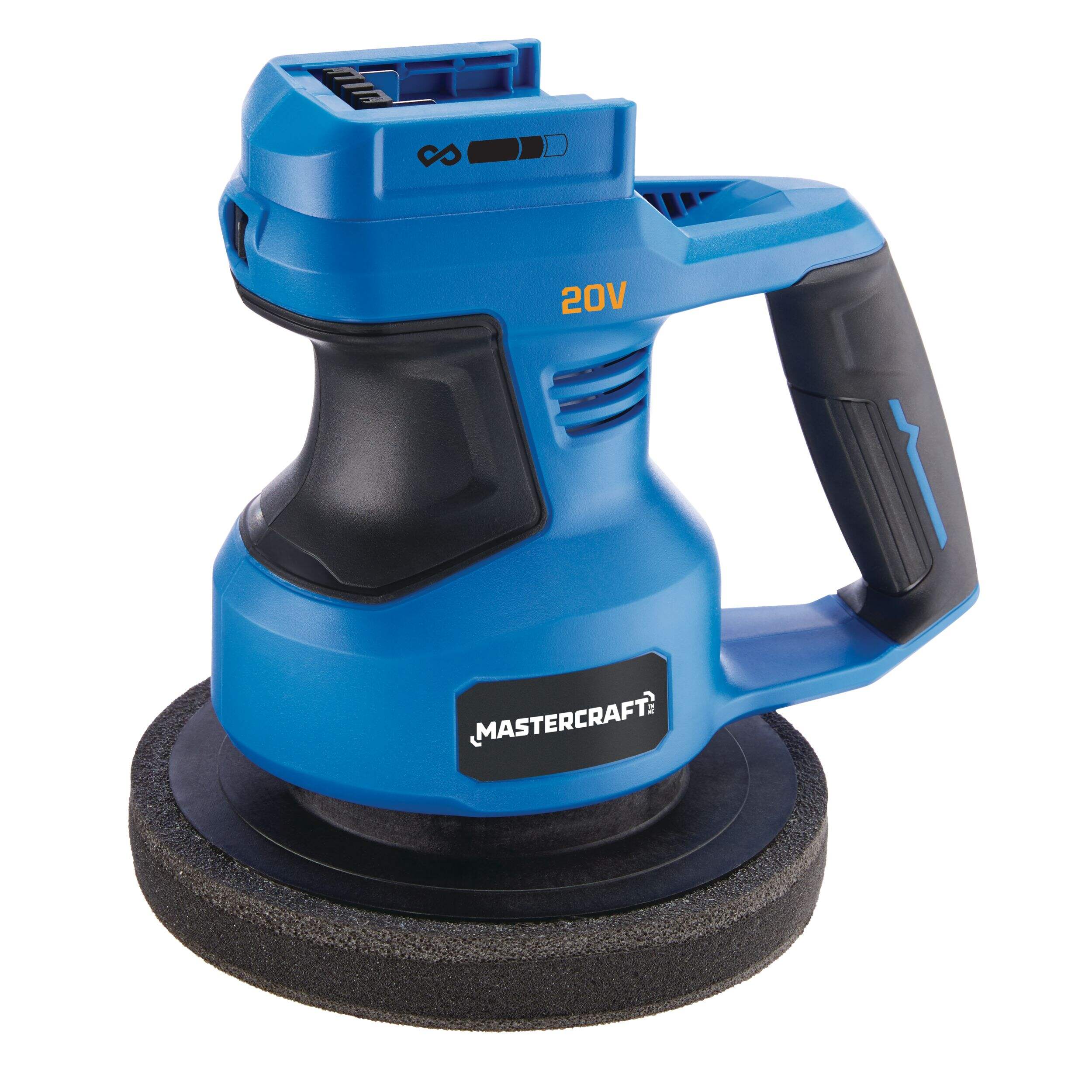 Mastercraft 20V Max Lithium-Ion Cordless Single-Speed Orbital Buffer/Polisher with Pads, 7-in, Tool Only, PWR POD Compatible Front_Three_Fourths_Angled_Left