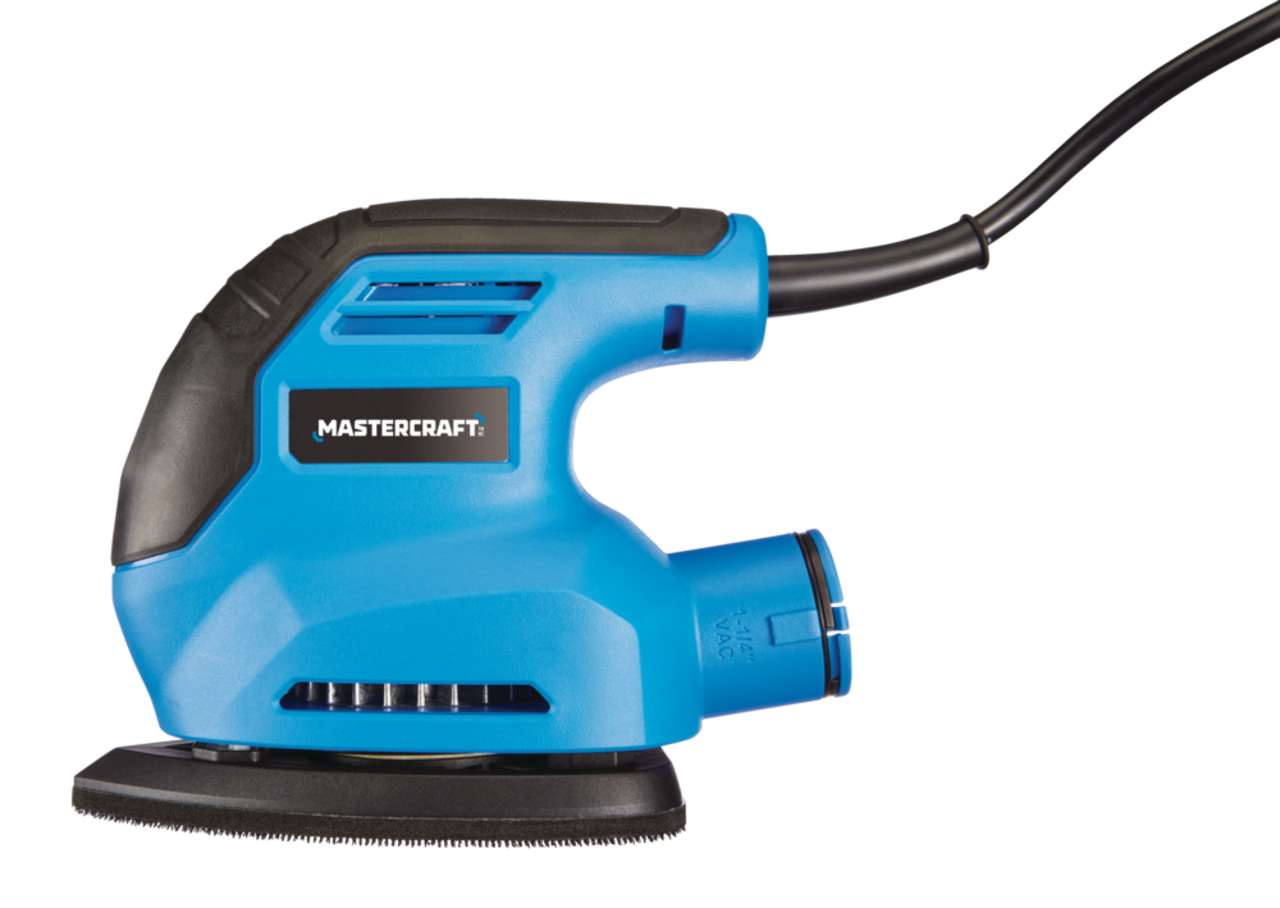 Mastercraft 1.2A Corded Single Speed Detail Sander with Dust Canister 80 Grit Sheet
