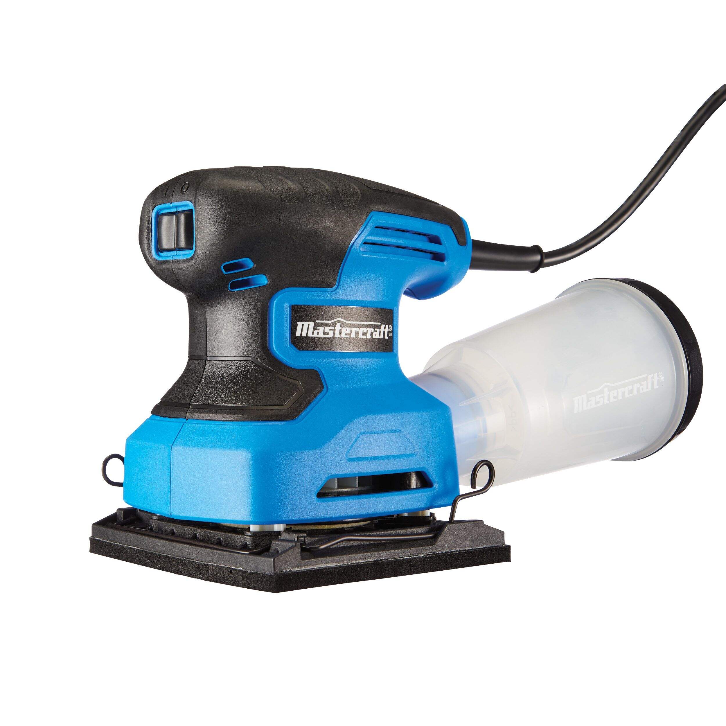 Mastercraft 2.4A Corded Single-Speed Sheet Sander with Dust Canister & Sandpaper, 1/3-in Front_Three_Fourths_Angled_Left
