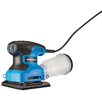 Mastercraft 2.2A Corded Single-Speed Sheet Sander with Dust Canister & Sandpaper, 1/4-in. Front_Three_Fourths_Angled_Left