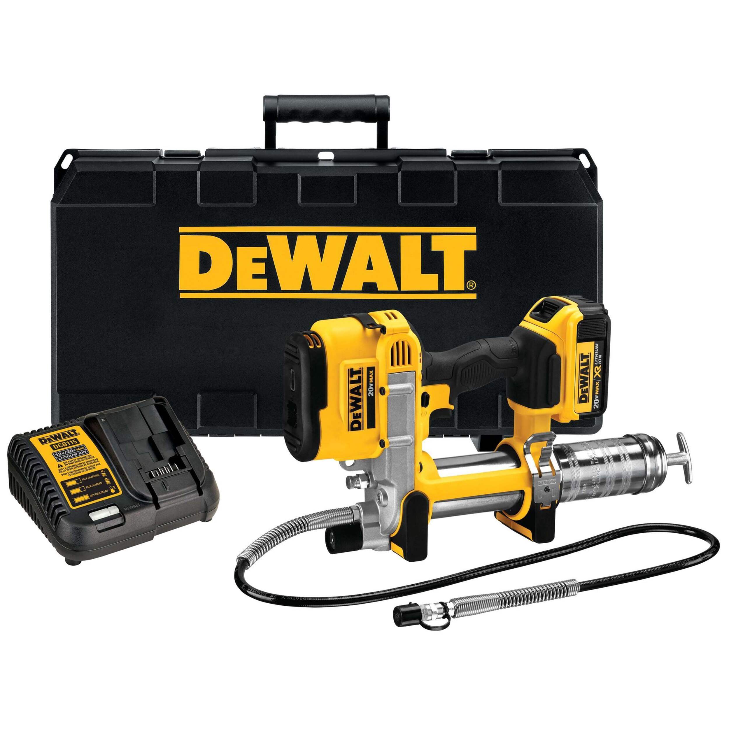 DEWALT DCGG571M1 20V MAX Lithium-Ion Cordless Grease Gun Kit with Battery, Charger & 42-in Hose Composite_or_Mixed