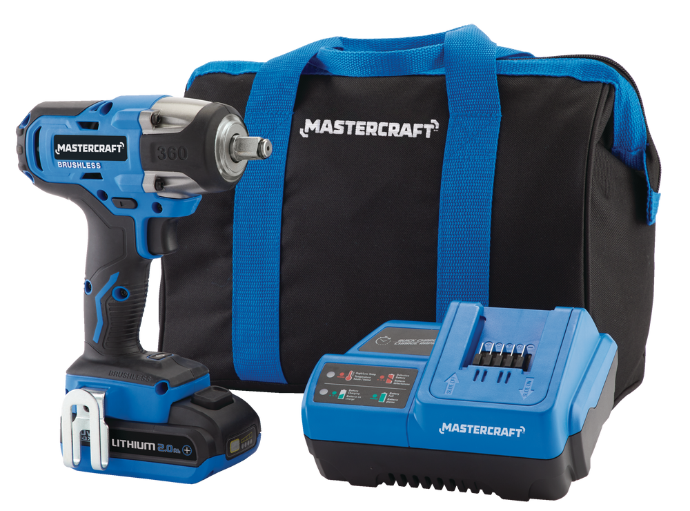 Mastercraft 20V Brushless Cordless 1/2in Impact Wrench Kit w/ PWR POD