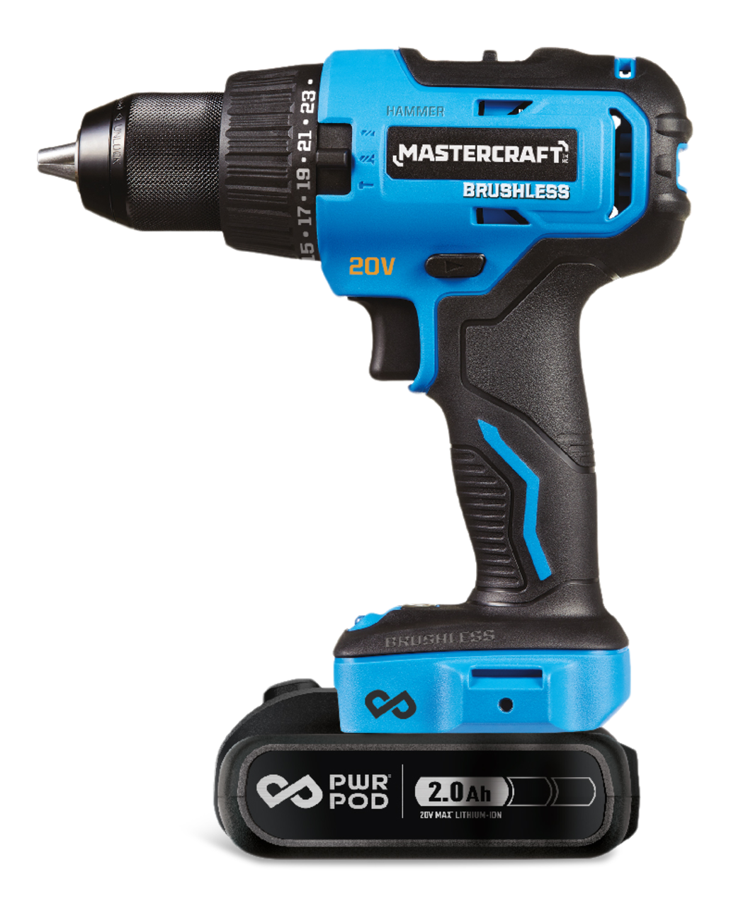 Mastercraft 20V Max Lithium Ion Brushless Cordless Hammer Drill
